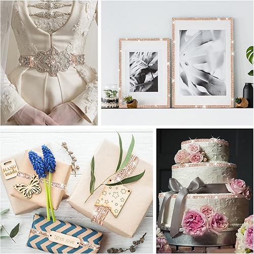 Vista 67 de Xinnun 5 rollos de cinta de diamantes de imitación brillantes, tiras autoadhesivas de diamantes de imitación, cinta de resina para arte, Plateado