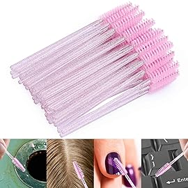 Tbestmax 300 Disposable Mascara Wands Spoolies Eye Lash Brush for Eyebrow/Eyelash Extension Pink