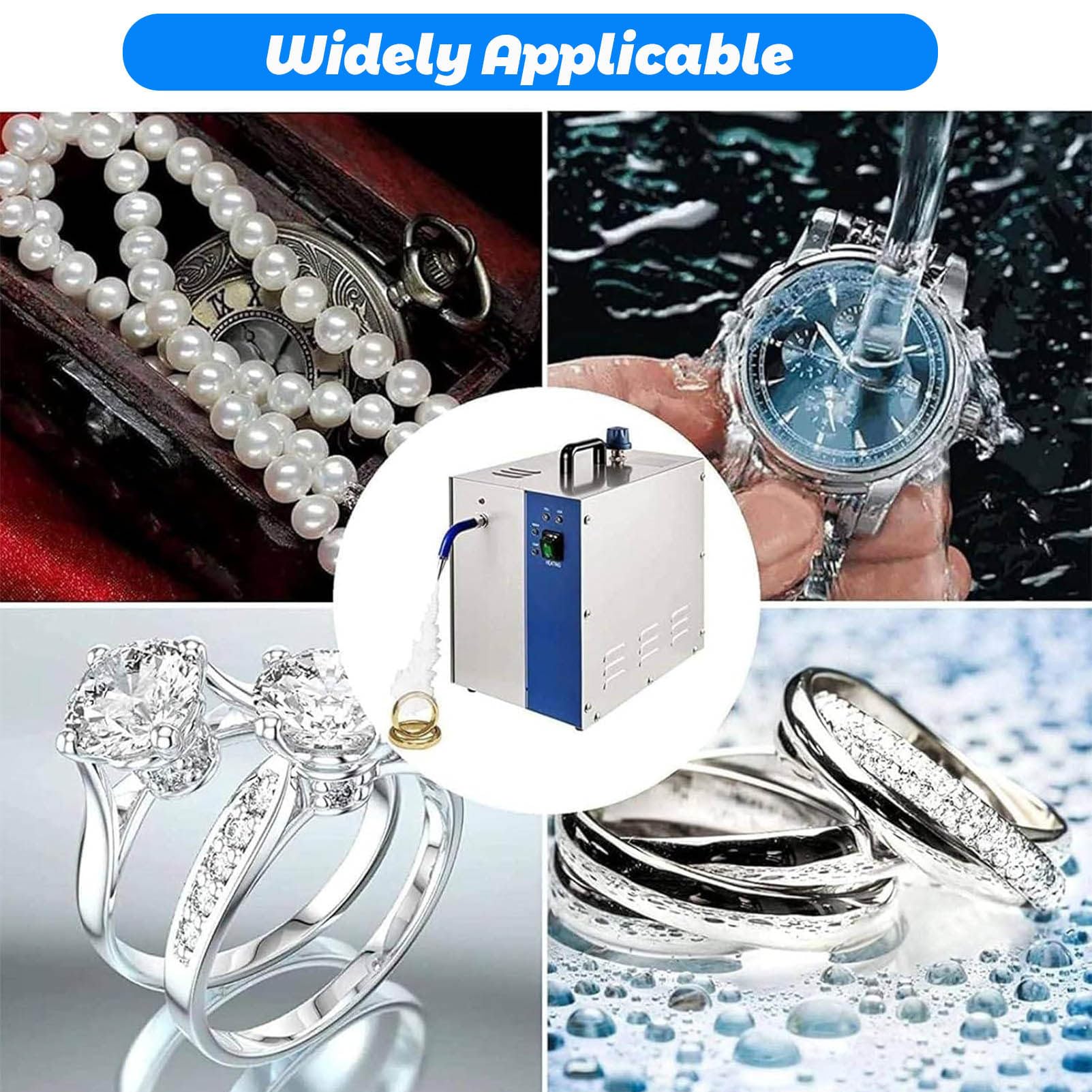 2L/4L Schmuck Dampfreiniger Hochtemperatur Edelstein Waschanlage Gold und Silber Schmuck Dampf Reinigungsmaschine Edelstahl Uhr Schmuck Reinigungsmaschine mit Fußpedalschalter 4L
