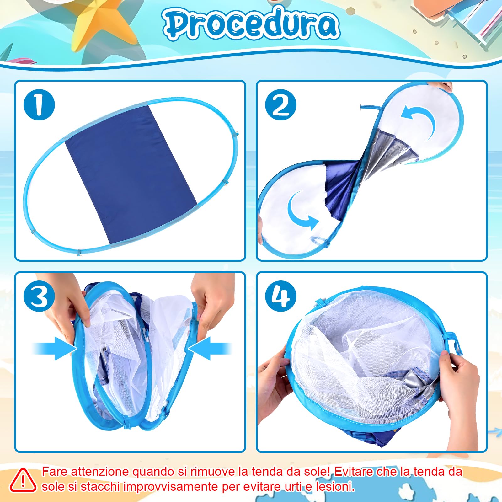 YOOHBERRYS Salvagente Neonato, Ciambella Neonato Mare, Anello Galleggiante per Bambini con Parasole SPF 50+, Salvagente Galleggiante per bambini da 6 a 36 mesi