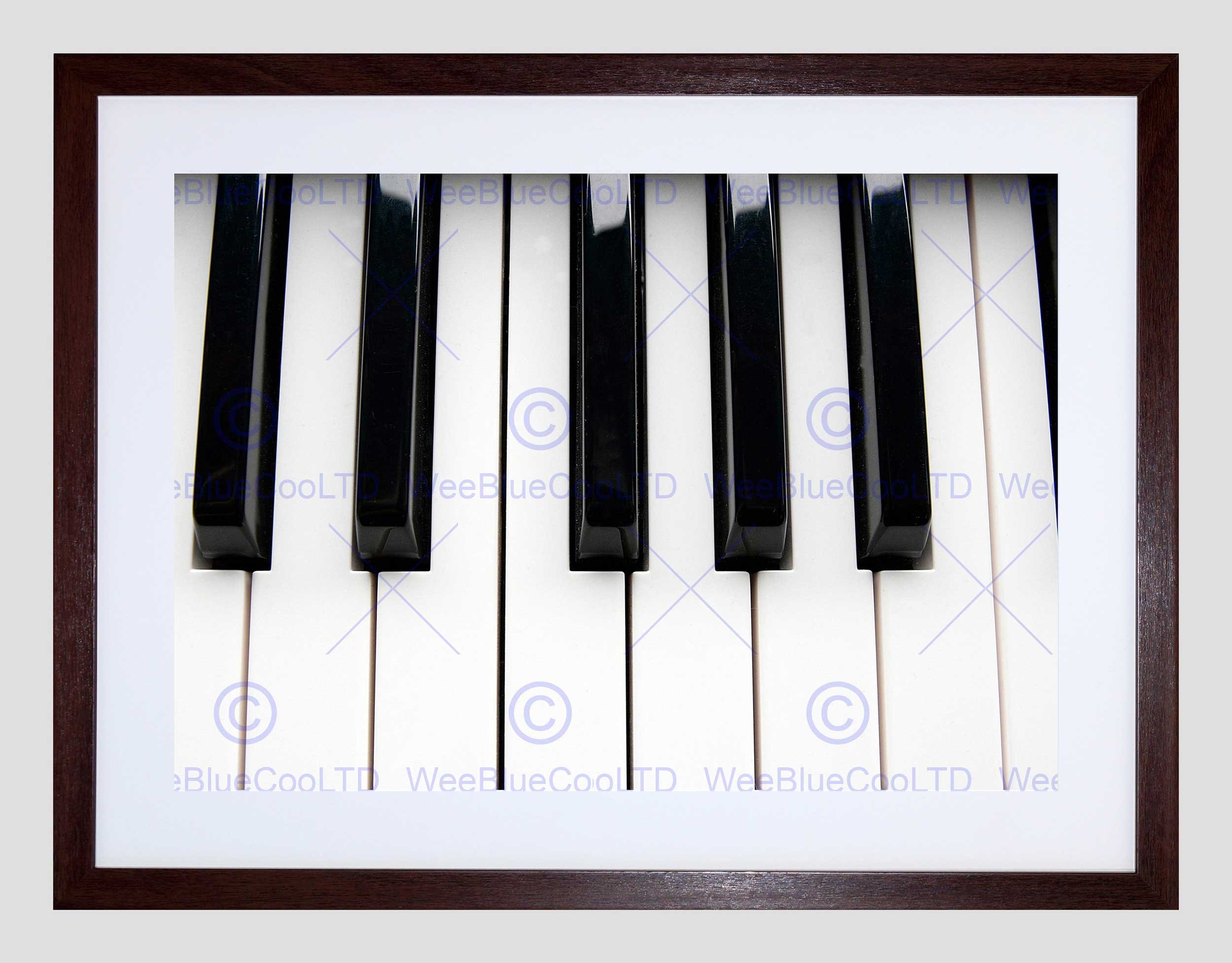Wee Blue Coo Piano Keys Black White Close Up Music Picture Framed Wall Art Print