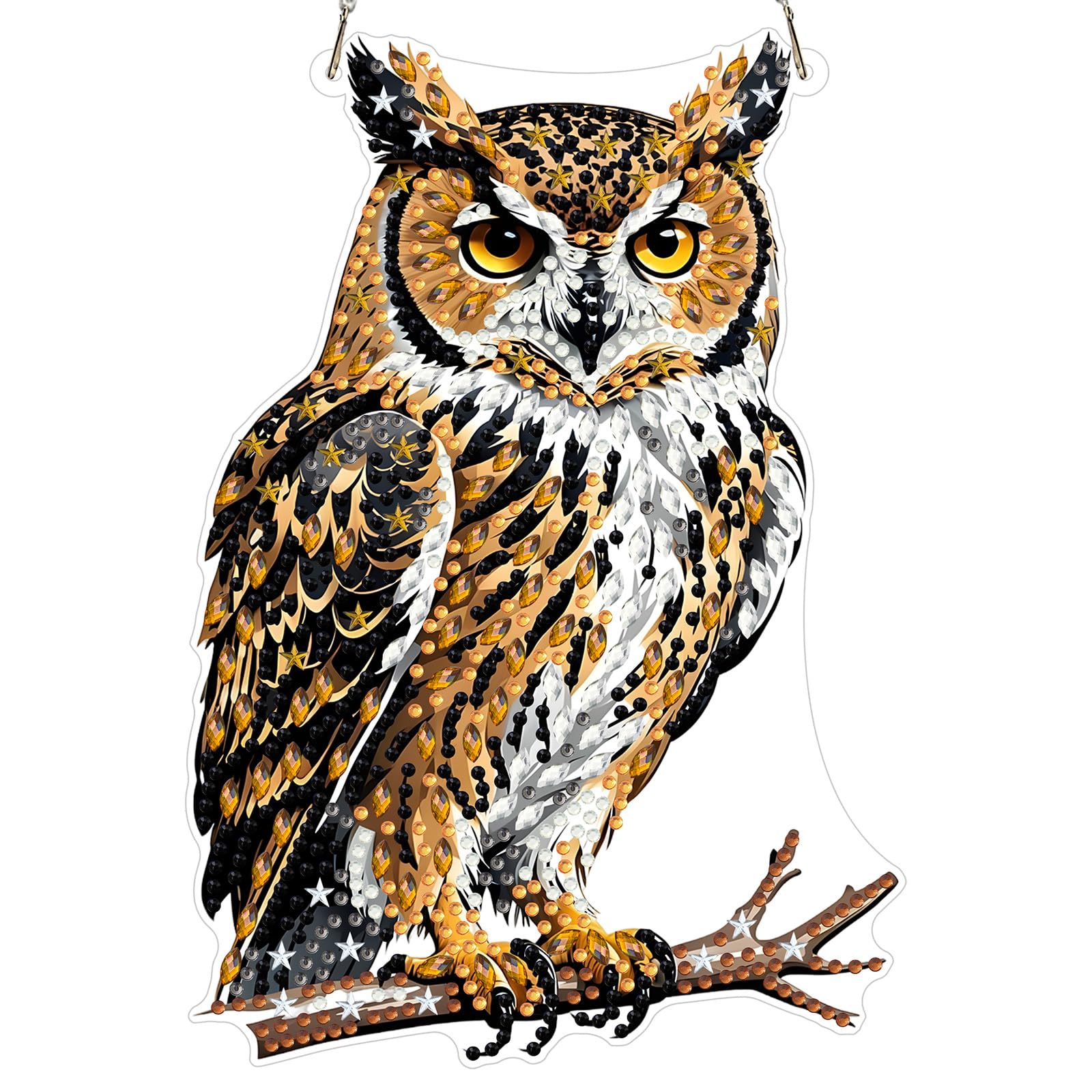 MXJSUA Owl Diamond Painting Art Window Suncatchers, Diamond Art Kits for Adults Hanging Ornaments with Chain, Special Shape Crystal Diamond Pendant Accessories for Decor Gift 20x20cm