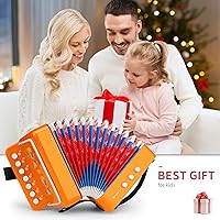 Vista 5 de Acordeón de botón de 10 teclas de control de acordeón incluye 3 válvulas de aire, instrumento ligero para niños, fácil de tocar, para desarrollo