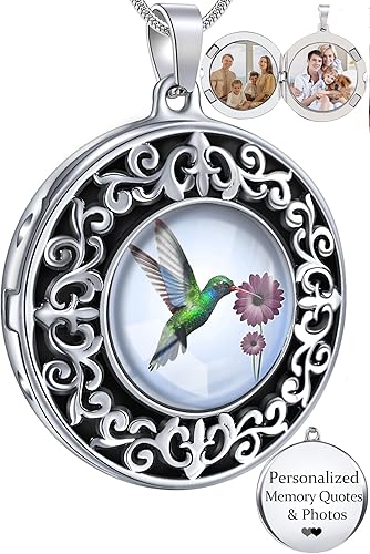 Fanery Sue Customized Women Locket Necklace that Holds 2 Pictures, Custom Photo Lockets Personalized Memory Necklace with Picture Inside Engraved