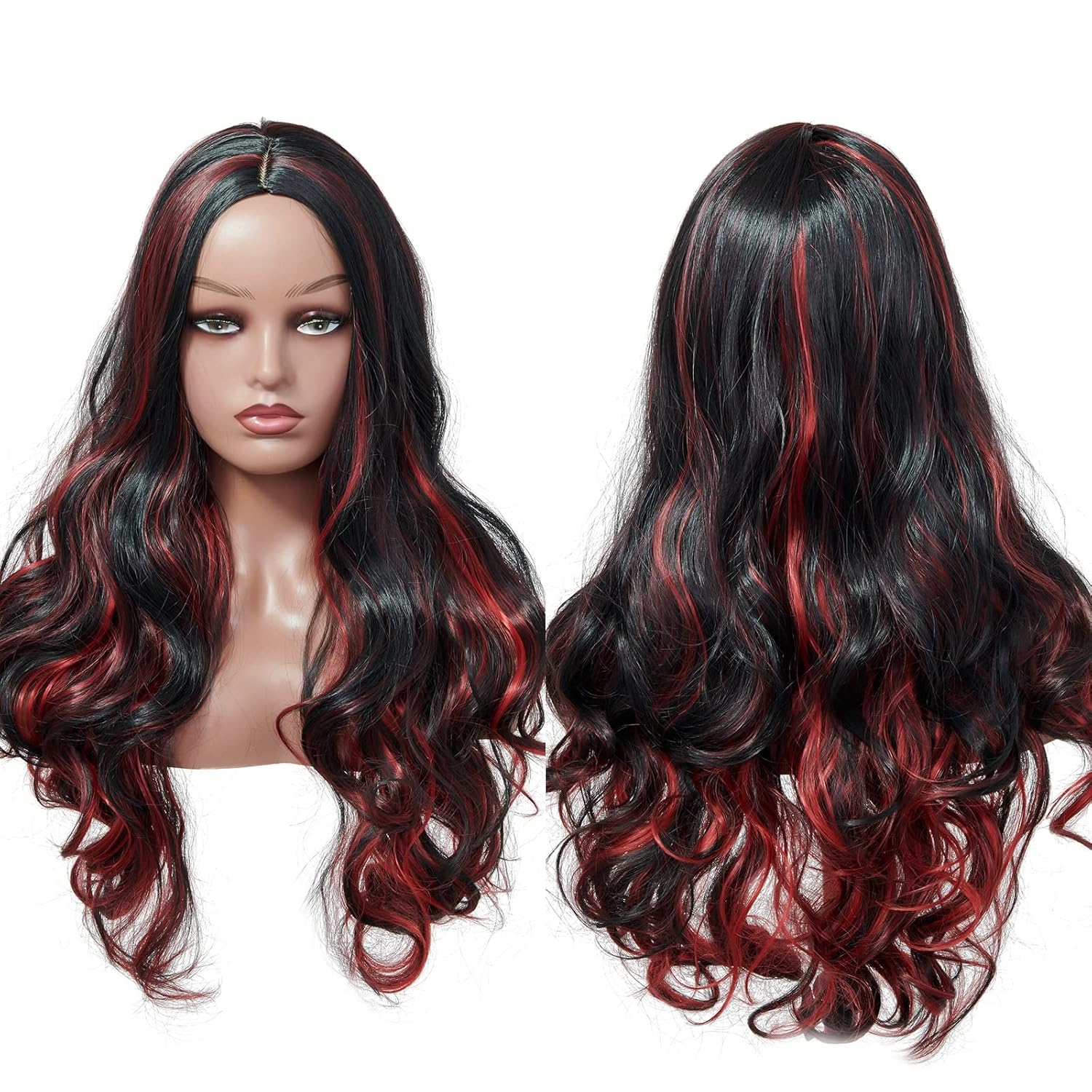 Cozeasy Long Wavy Burgundy Wig 26 inches Body Wave Curly