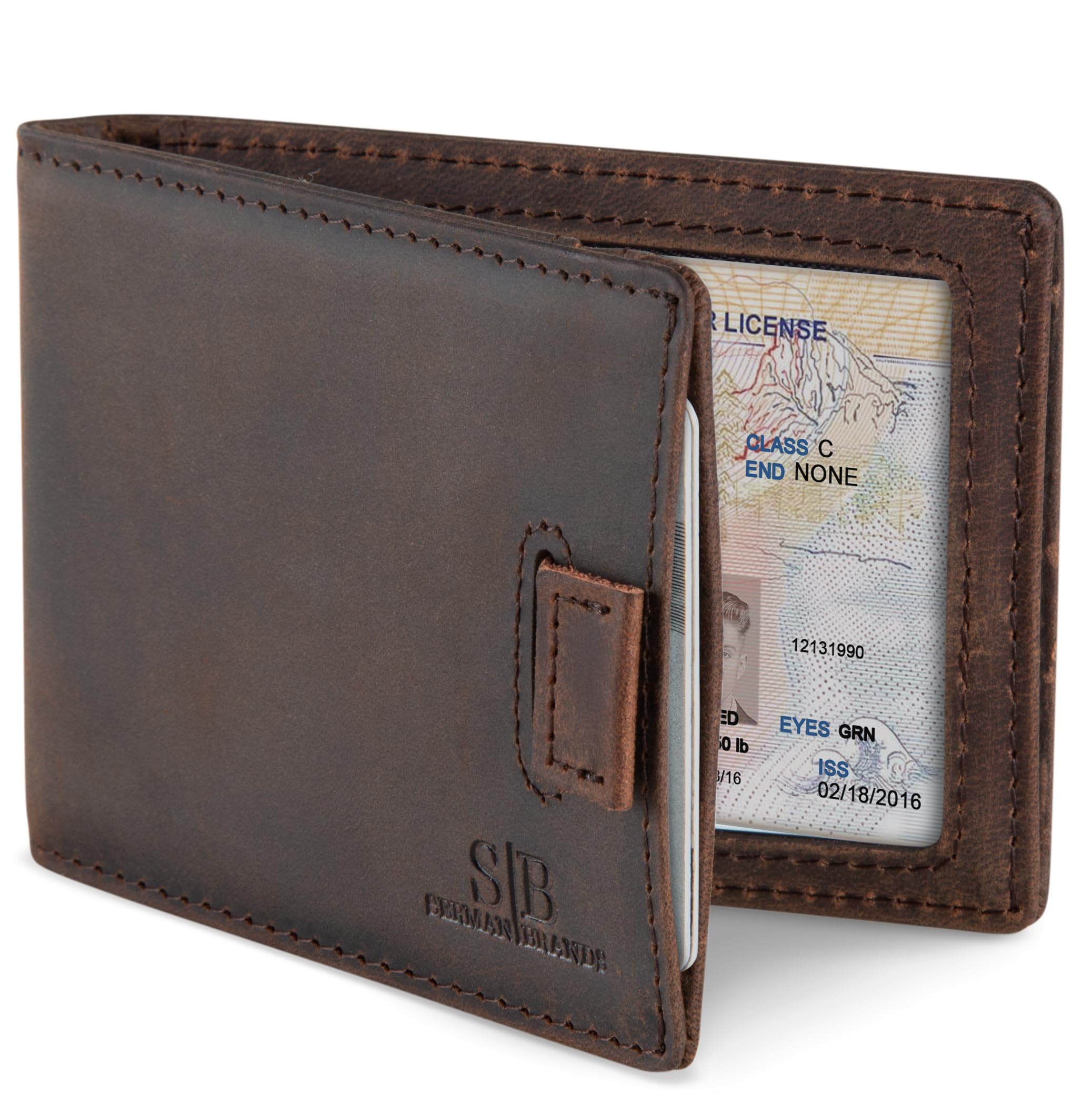 SERMAN BRANDS RFID Blocking Slim Money Clip Wallet – Leather Bifold Front Pocket Minimalist Mens Wallet with Money Clip for Men, Small Credit Card Holder Wallet - Travel Wallet with Gift Box