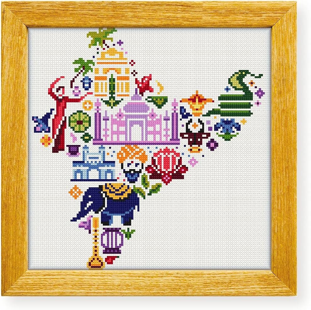 Awesome Pattern Studio India in Icons DS846, Diamond Painting Kit, Diamond Art Kits for Adults, Full Drill 5D Diamond Dots Kits. All Items Included.