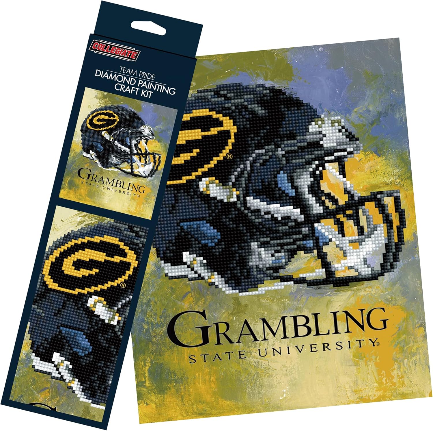 Sporticulture NCAA Grambling Diamond Painting Craft Kit – Officially Licensed DIY Fan Art, Includes Pre-Sorted Gems, Stylus, Tray, and Instructions – Perfect for Framing and Display