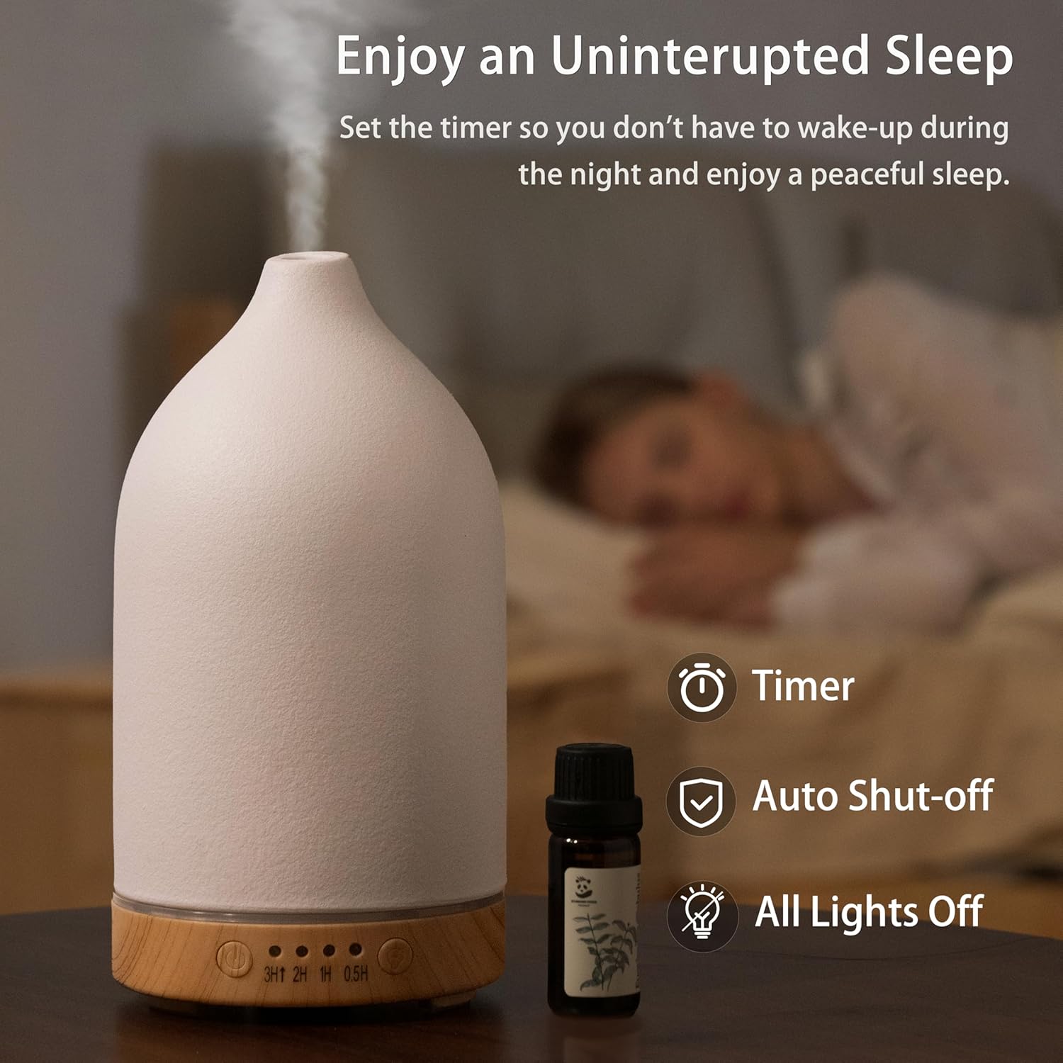 BOXING Essential Oil Diffuser, 3 in 1 Aromatherapy Diffusers for Home Large Room, 7 Colors of Night Light and Quiet for Bedroom, Fragrant Scent & Ceramic Gift Idea, Timer, Auto Shut-Off, 100ML, White - Image 6