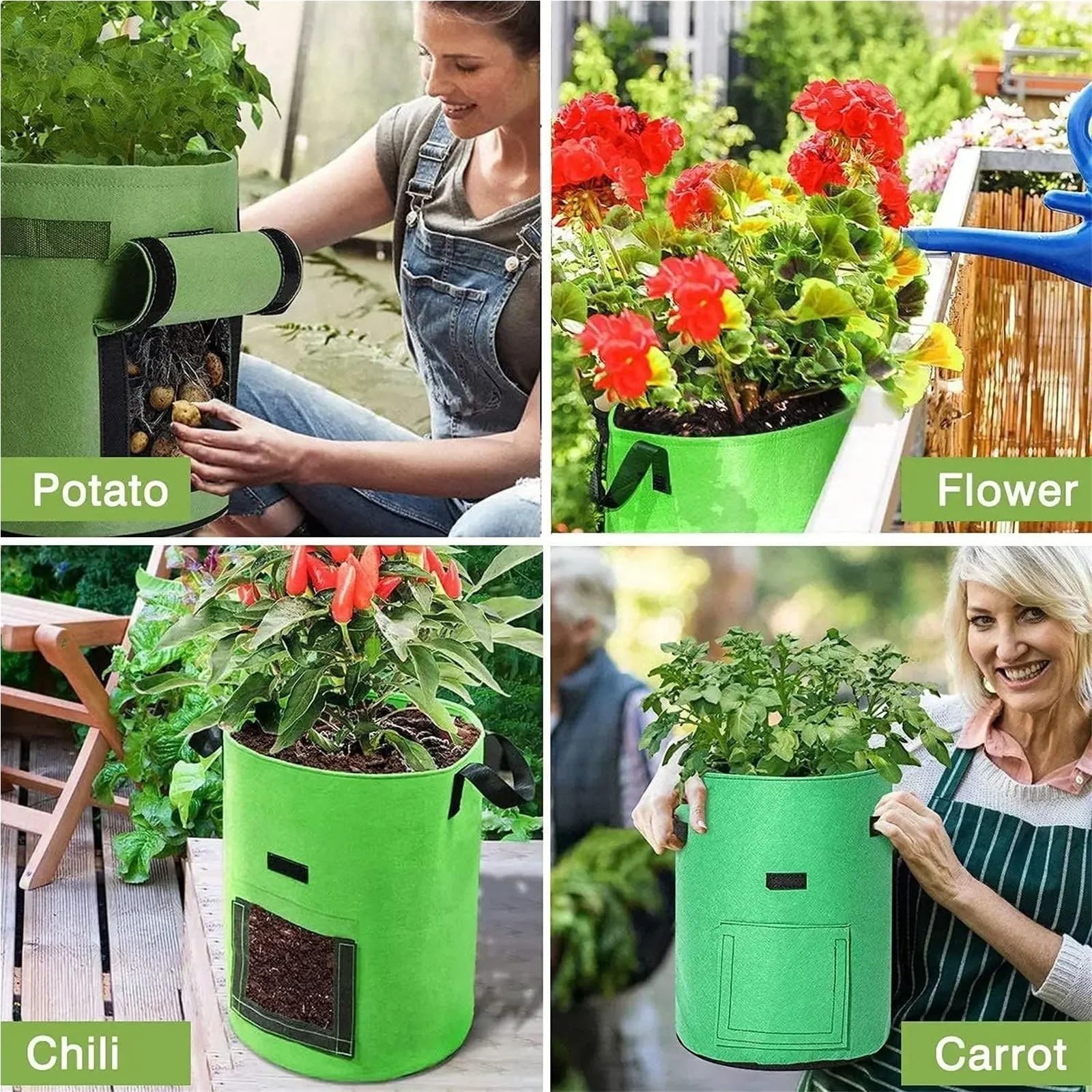 Stofftopf 5/10 Gallonen Pflanzenzuchtbeutel | For den Gemüsekartoffelanbau(Camel-3PCS,5Gallon)