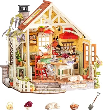 Rolife DIY Miniature House Kit, Sunlit Farmhouse Kitchen, Relaxing Craft