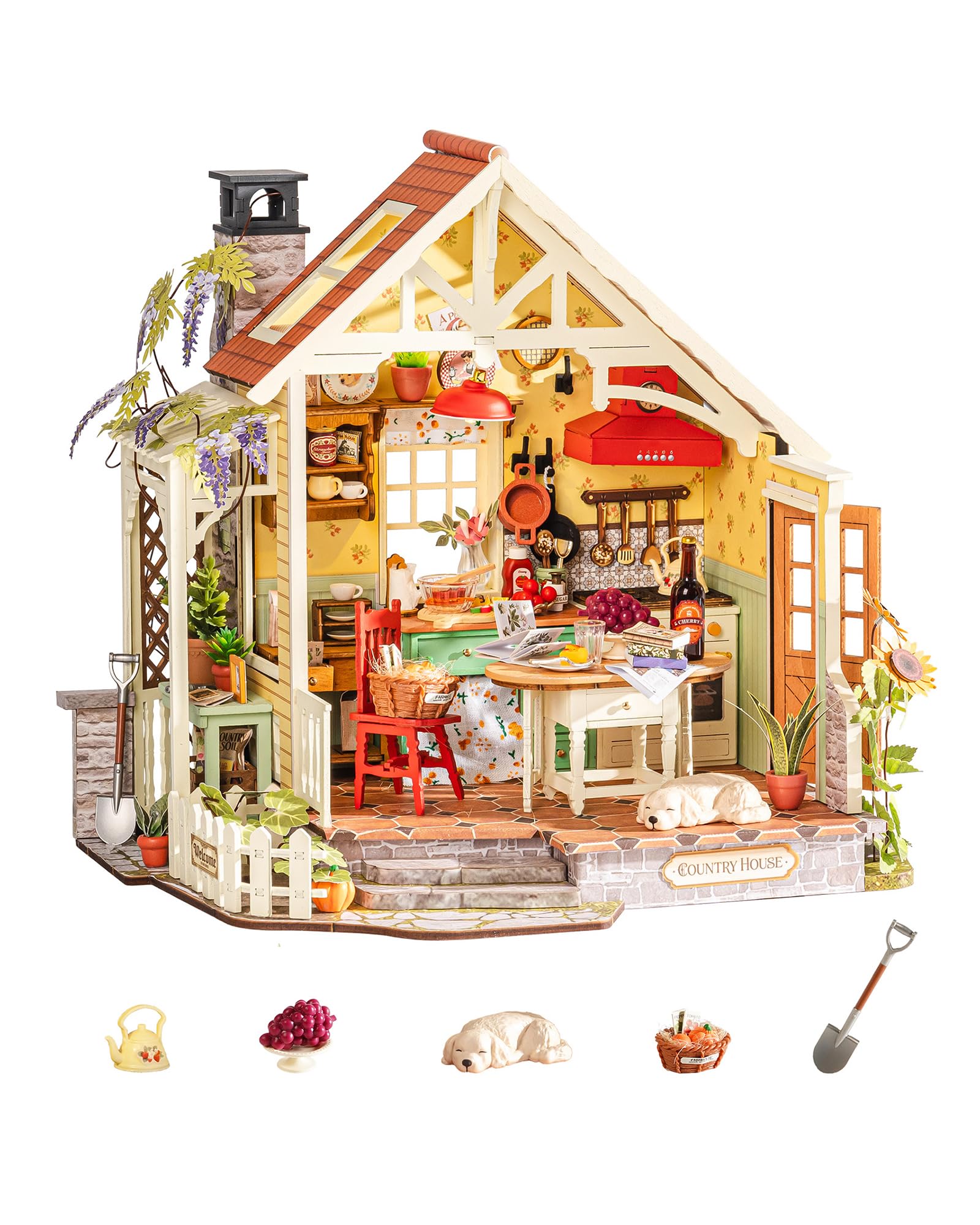 Rolife DIY Miniature House Kit, Sunlit Farmhouse Kitchen, Relaxing Craft
