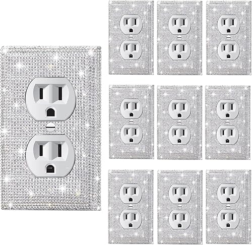 10 piezas de diamantes de imitación plateados brillantes cubiertas de pared cubierta de interruptor de luz decorativa cubierta de interruptor de