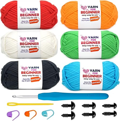 Paquete de 8 hilos de ganchillo para principiantes, hilo de ganchillo de algodón azul, verde, amarillo, rojo, para tejer a ganchillo, para