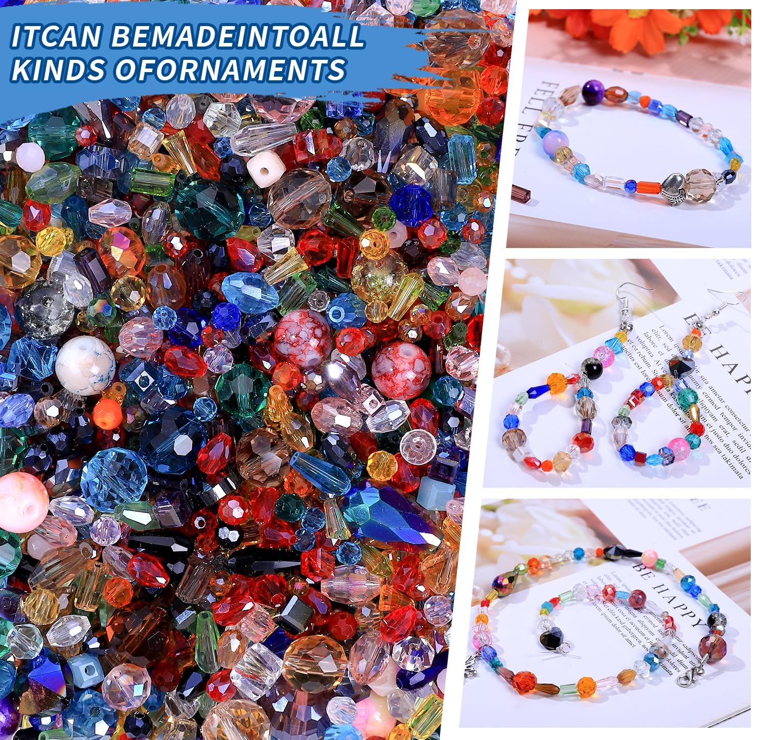 Victlov Assorted Glass Crystal Beads for Jewelry Making,DIY Lamp