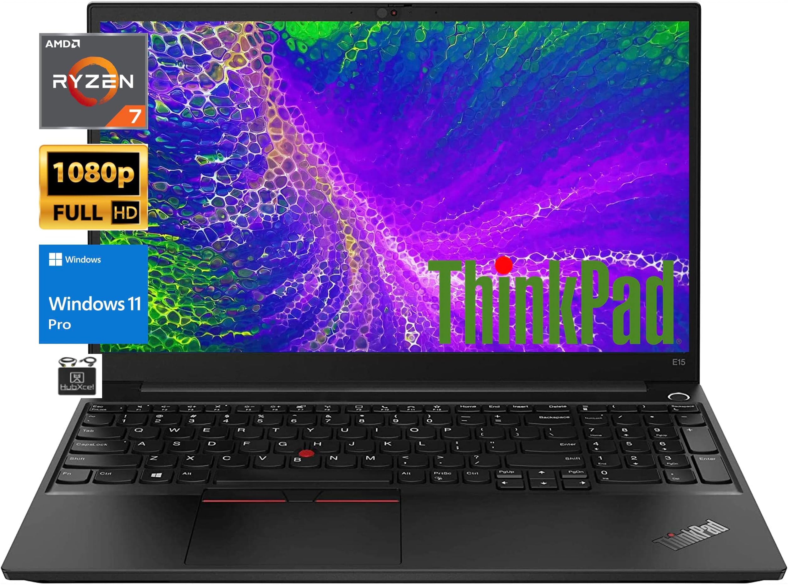 Lenovo2023 Flagship ThinkPad E15 Gen 4 Business Laptop, 15.6" FHD IPS Anti-Glare 300 nits Display, 8-Core AMD Ryzen 7 5825U,16GB RAM, 512GB SSD,Backlit, Fingerprint, WiFi, Win 11 Pro+HubxcelAcessory