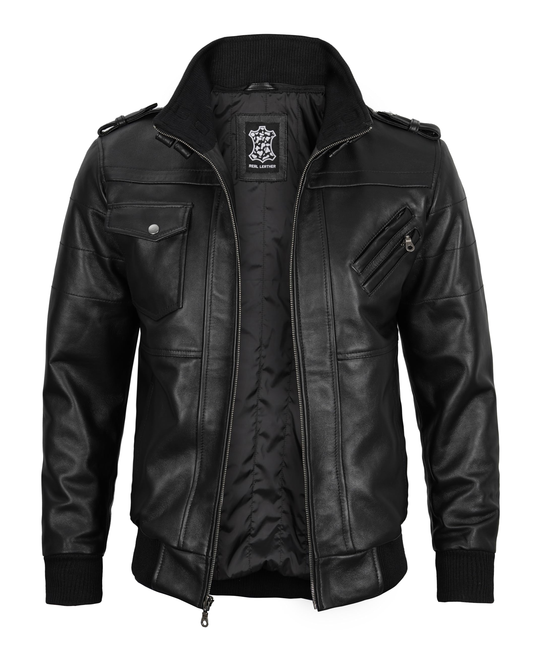 Blingsoul Hooded Mens Motorcycle Jacket Big and Tall | [1122924] Edinburgh Tall Black, LT