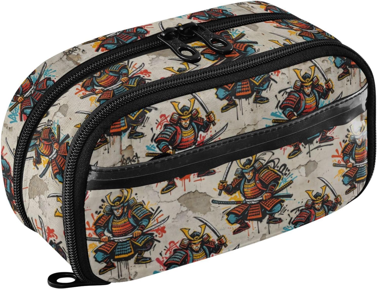PVC Pencil Case Graffiti Japanese Samurai Big Capacity Waterproof Pencil Case
