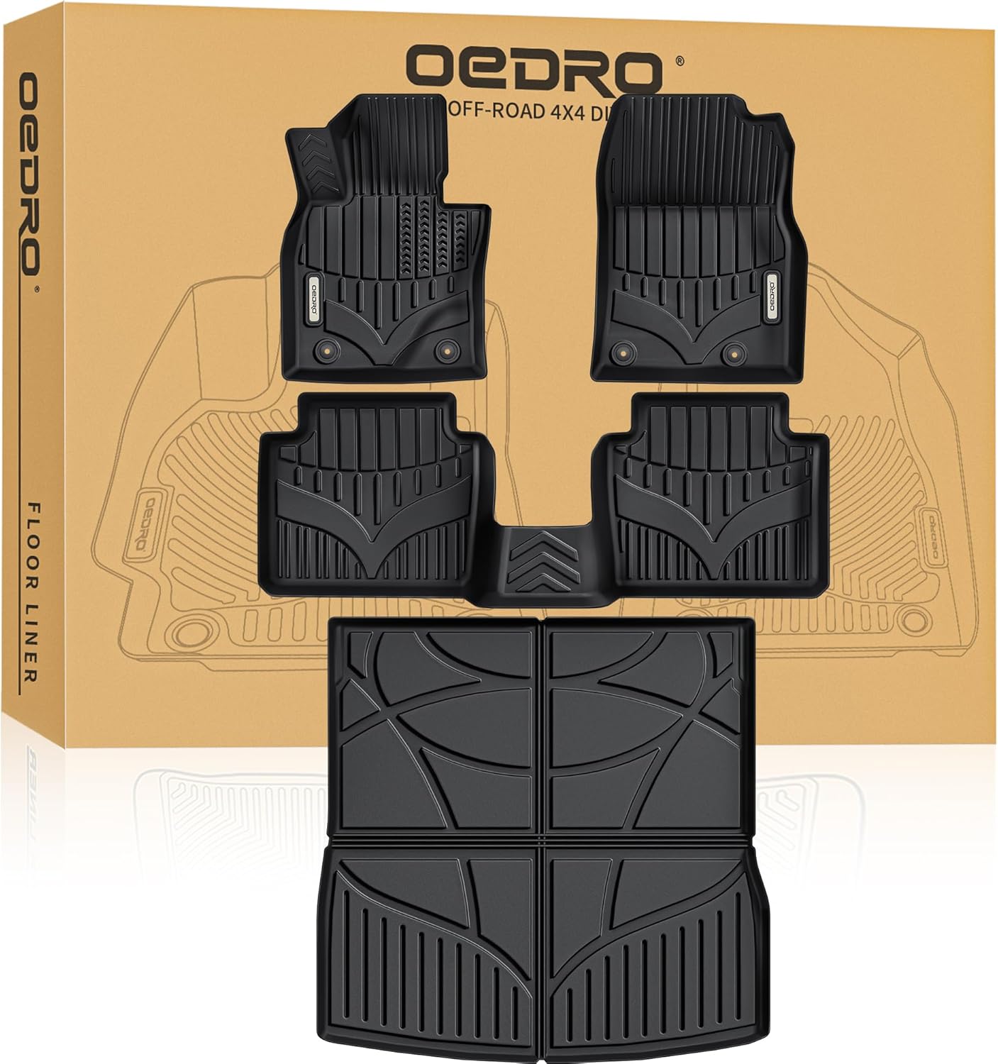 OEDRO Floor Mats Cargo Liner Fit for Mazda CX-50 2025 2024 2023, TPE All Weather Guard Waterproof Floor Liners Set CX-50 Accessories Fits 1st & 2nd Row, Cargo Mat, Black Black 23-25 Mazda CX-50 Full Set