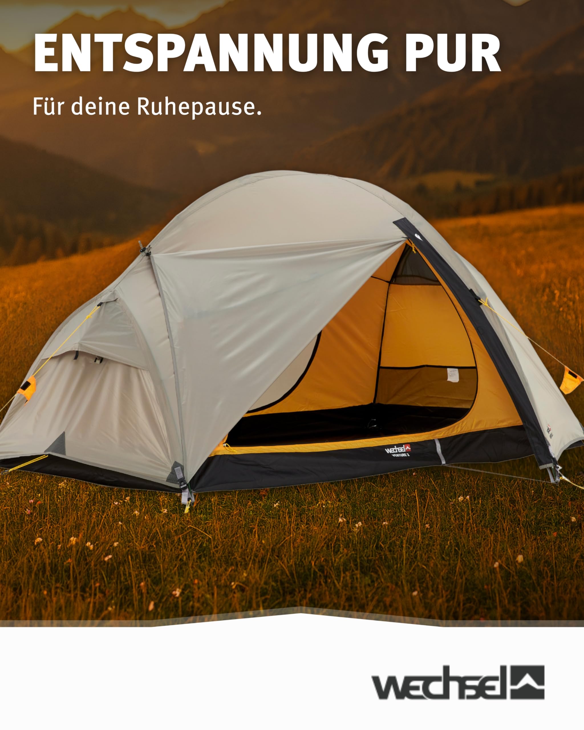 Wechsel Groundsheet Venture 2 I Schwarz I robuste Zelt-Unterlage Boden I Zeltplane wasserdicht mit 7000mm Wassersäule I Bodenplane aus 75D Polyester I Camping-Plane zum Schutz vor Nässe & Schmutz