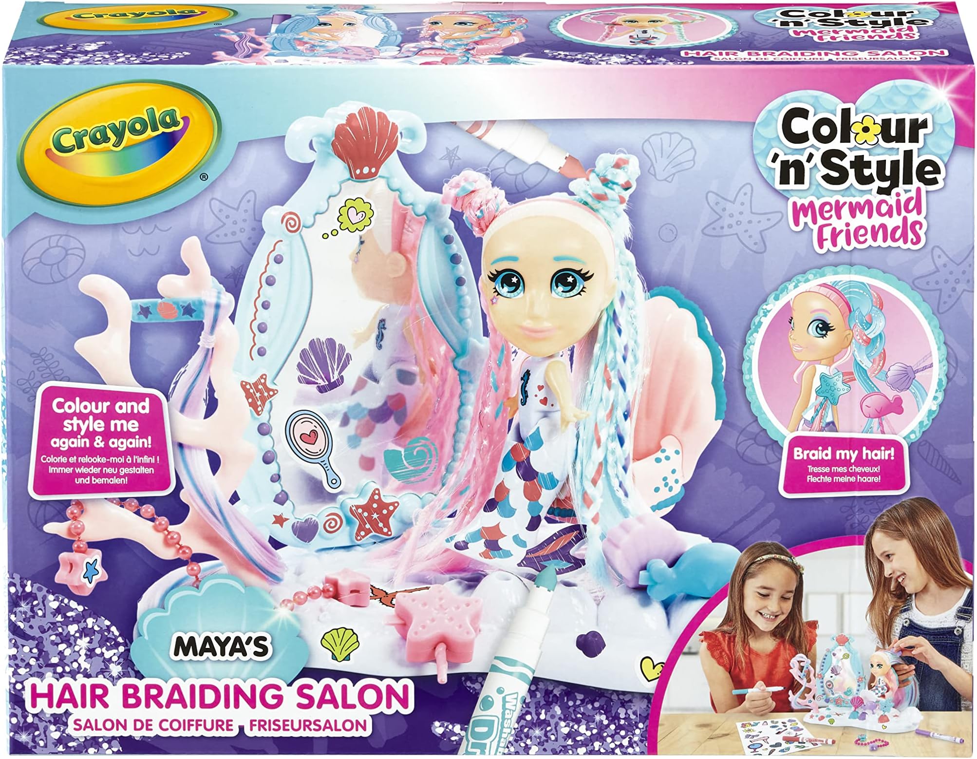 Colour 'n' Style Mermaid Friends: Hair Braiding Salon Playset | Colour & Style Your Own Mermaid, Again and Again! (Includes Magic Dry-Erase Pens) | Ideal For Kids Aged 3+