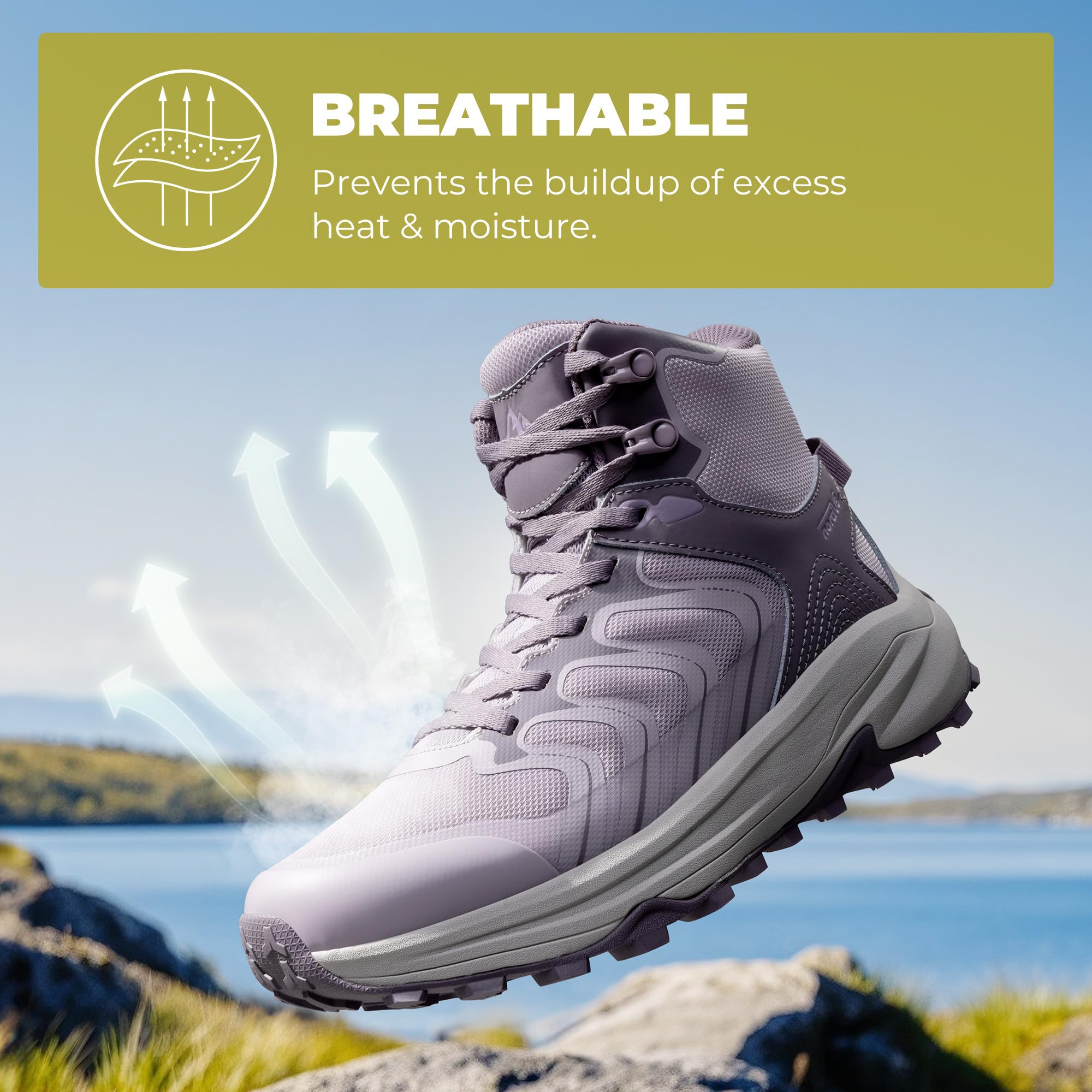 NORTIV 8 Femme Chaussures de randonnée imperméables | Respirantes antidérapantes Tige Haute Trekking Outdoor