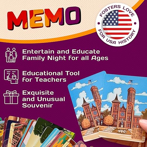 Miniatura 4 de MEMO GAMES Juego de cartas - Washington, D.C. - Primera edición  Divertido juego familiar para adultos, adolescentes y niños (a partir de 7 años)