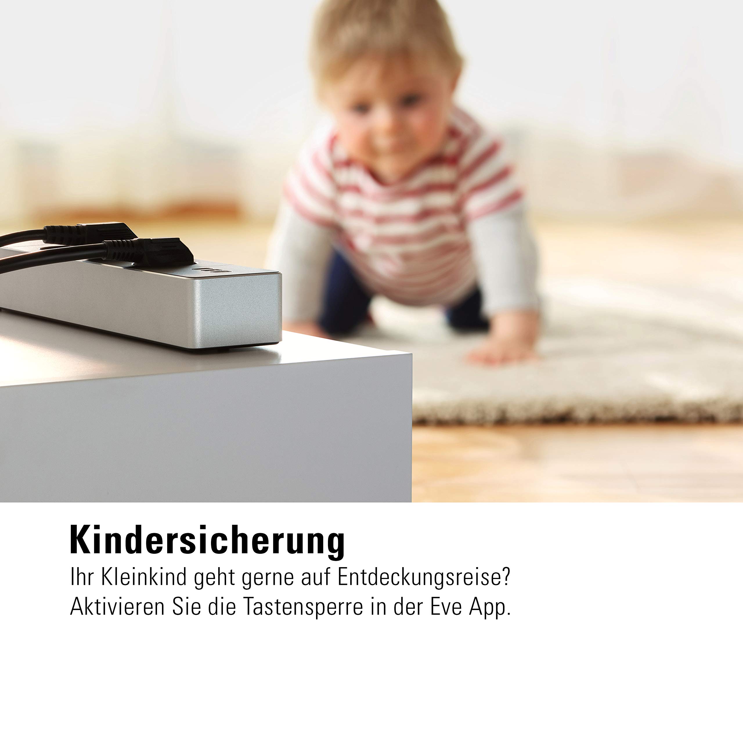 Eve Energy Strip – Smarte Dreifach-Steckdosenleiste, misst Stromverbrauch, Energiesparen, integrierte Zeitpläne, Fernzugriff, Keine Bridge nötig, Überspannungsschutz, Apple HomeKit