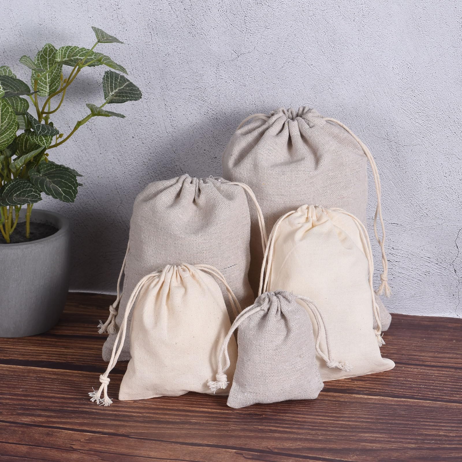 PATIKIL 6"x4" Coin Sacks Bag, 6Pcs Bank Coin Deposit Change Transit Canvas Money Bags with Drawstring Gift Sacks Style 1, White