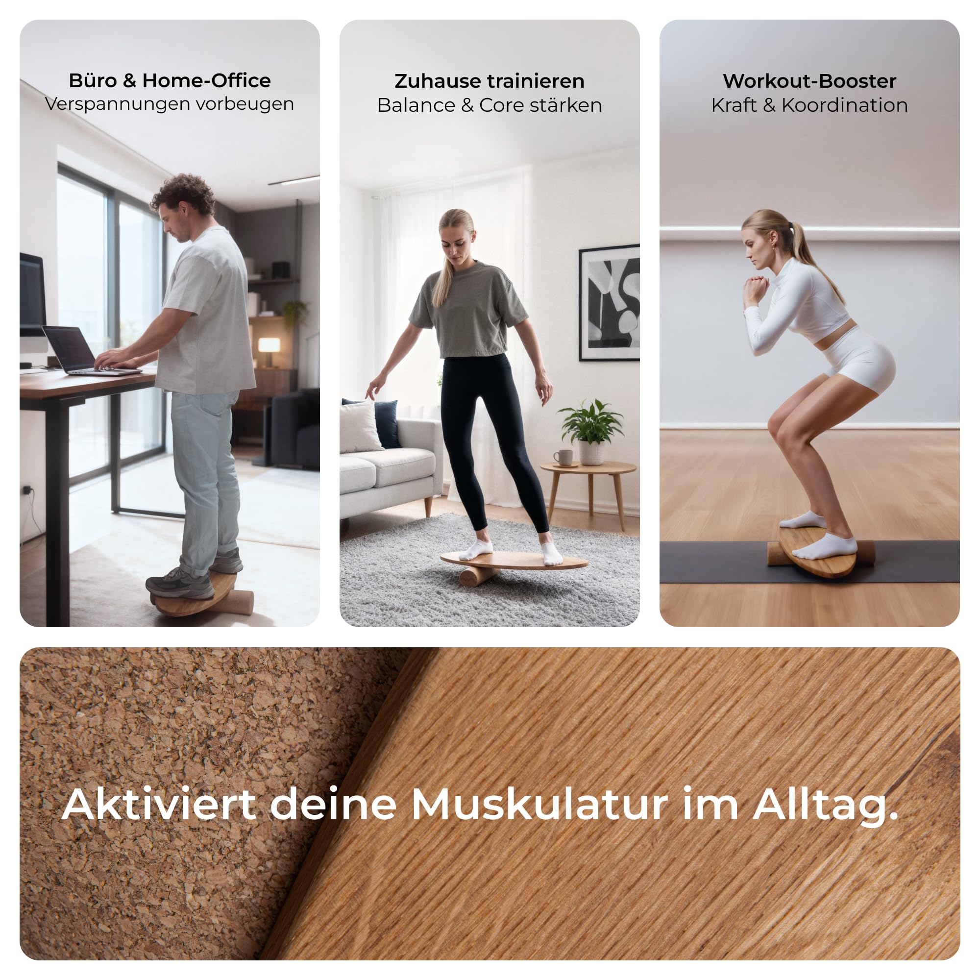Balance Board aus Eichenholz [Handgefertigt in Deutschland] FSC-zertifizierter Gleichgewichtstrainer mit Trainings-App | Waveboard Surf Balance Board Erwachsene & Kinder | Balanceboards - FAVVITY®