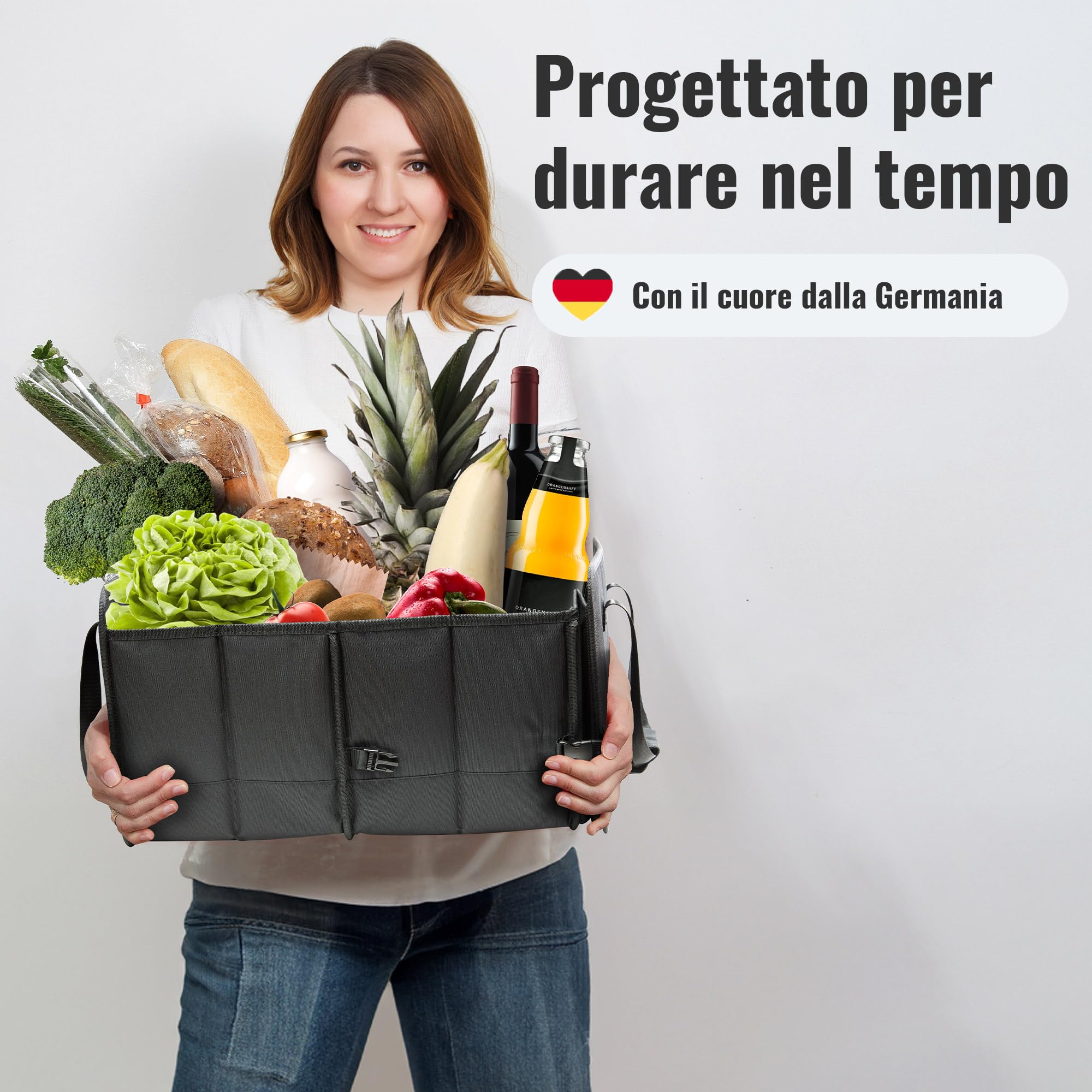 achilles Organizer Bagagliaio Auto Pieghevole - 71L Organizer Bagagliaio - 3 Scomparti Regolabili Organizer Compatto per l'Auto - Nero - 74x33x30 cm