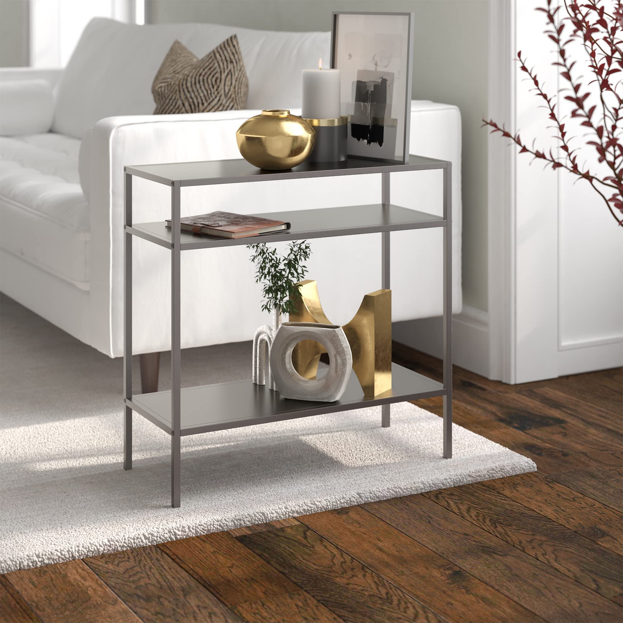 Ricardo 24'' Wide Rectangular Side Table in Gunmetal Gray