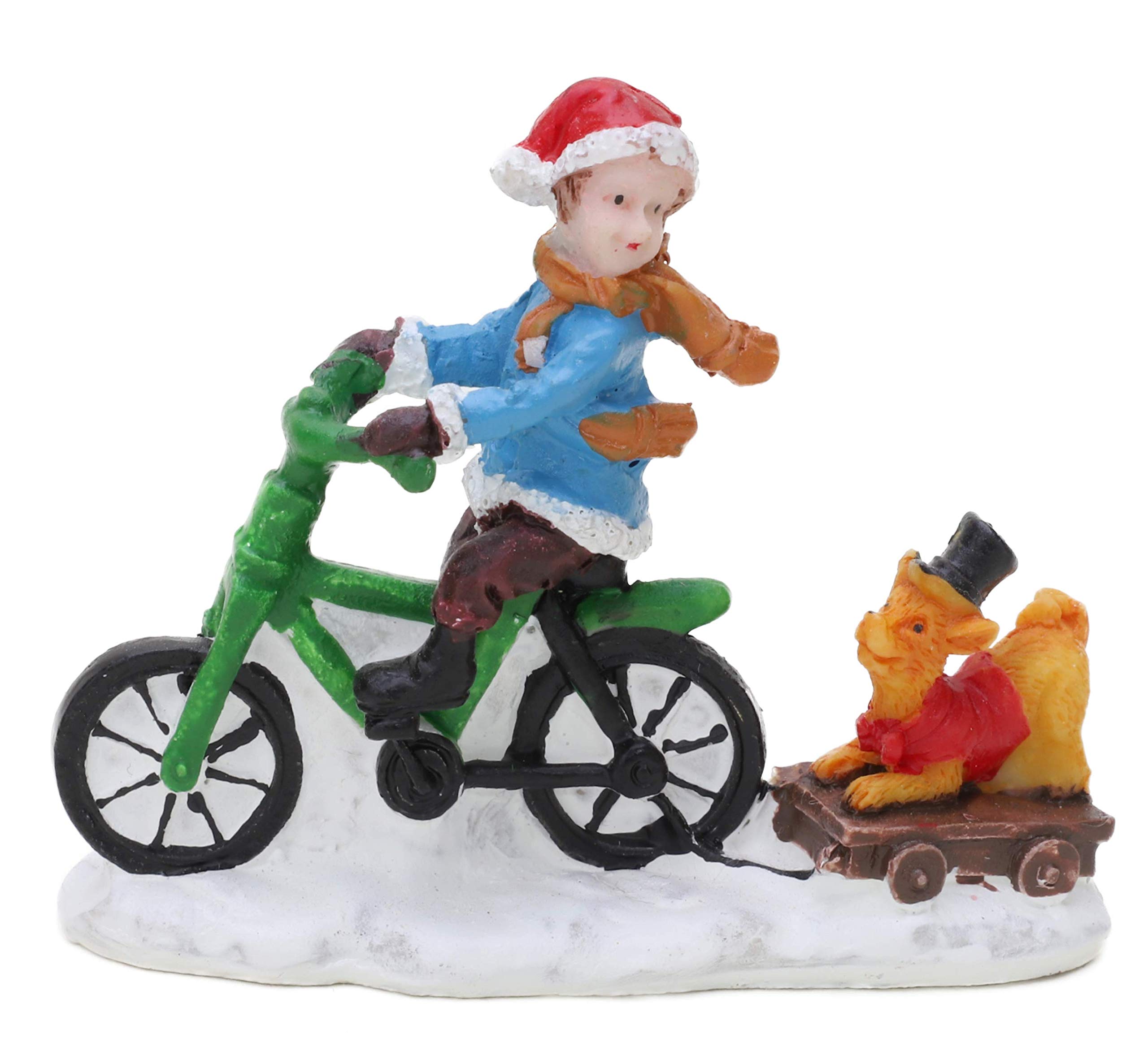 Toyland Child On Bike Toyland® Mini Resin Christmas Collectible Ornament - Village Scene Accessories - Xmas Figures ( 2.5 Inch)..