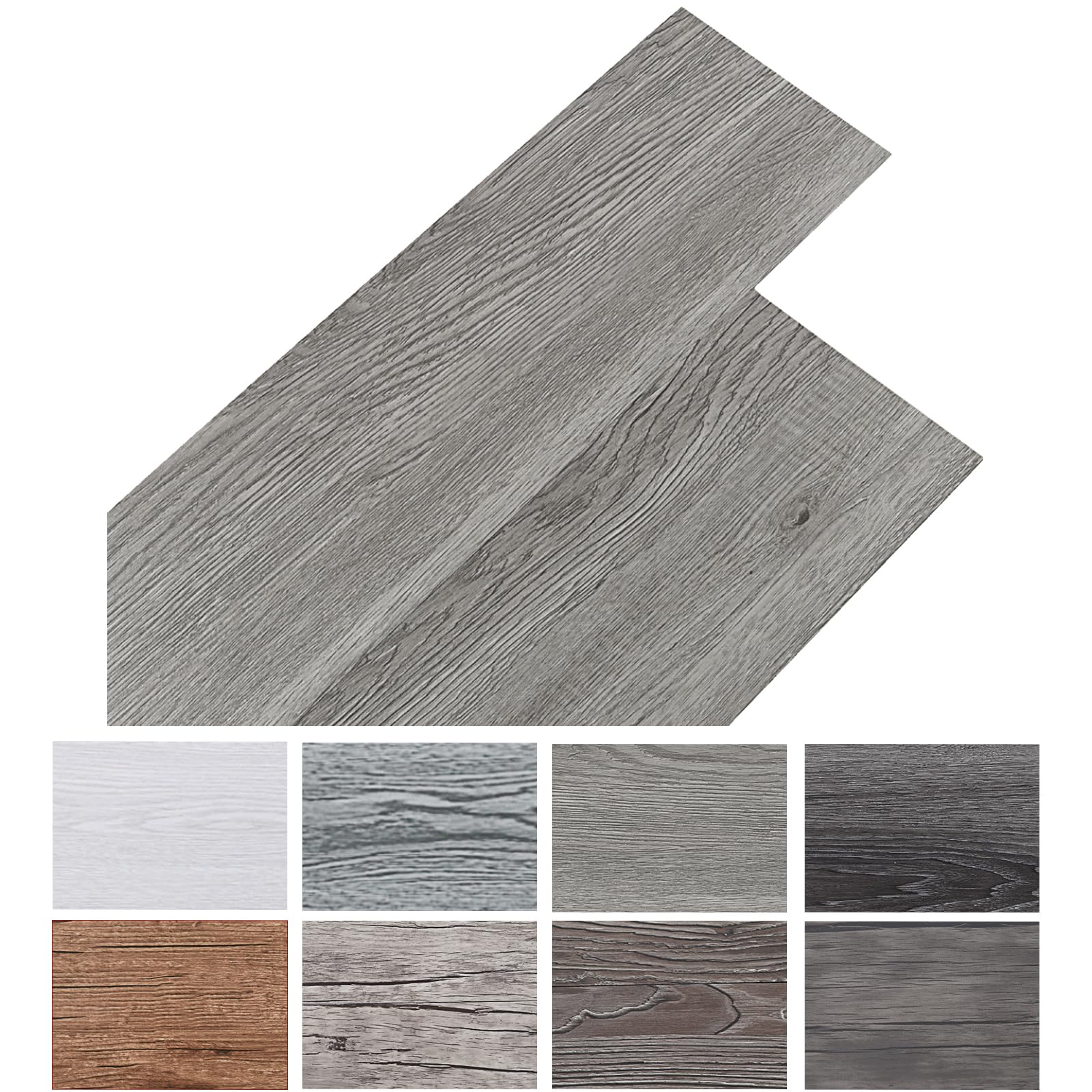 INMOZATA 5,02 m²/36 baldosas de PVC autoadhesivo, suelo de vinilo autoadhesivo, laminado de PVC, 91,5 x 15,2 cm, grosor 2 mm, antideslizante, resistente al agua, se puede cortar(Gris marrón)
