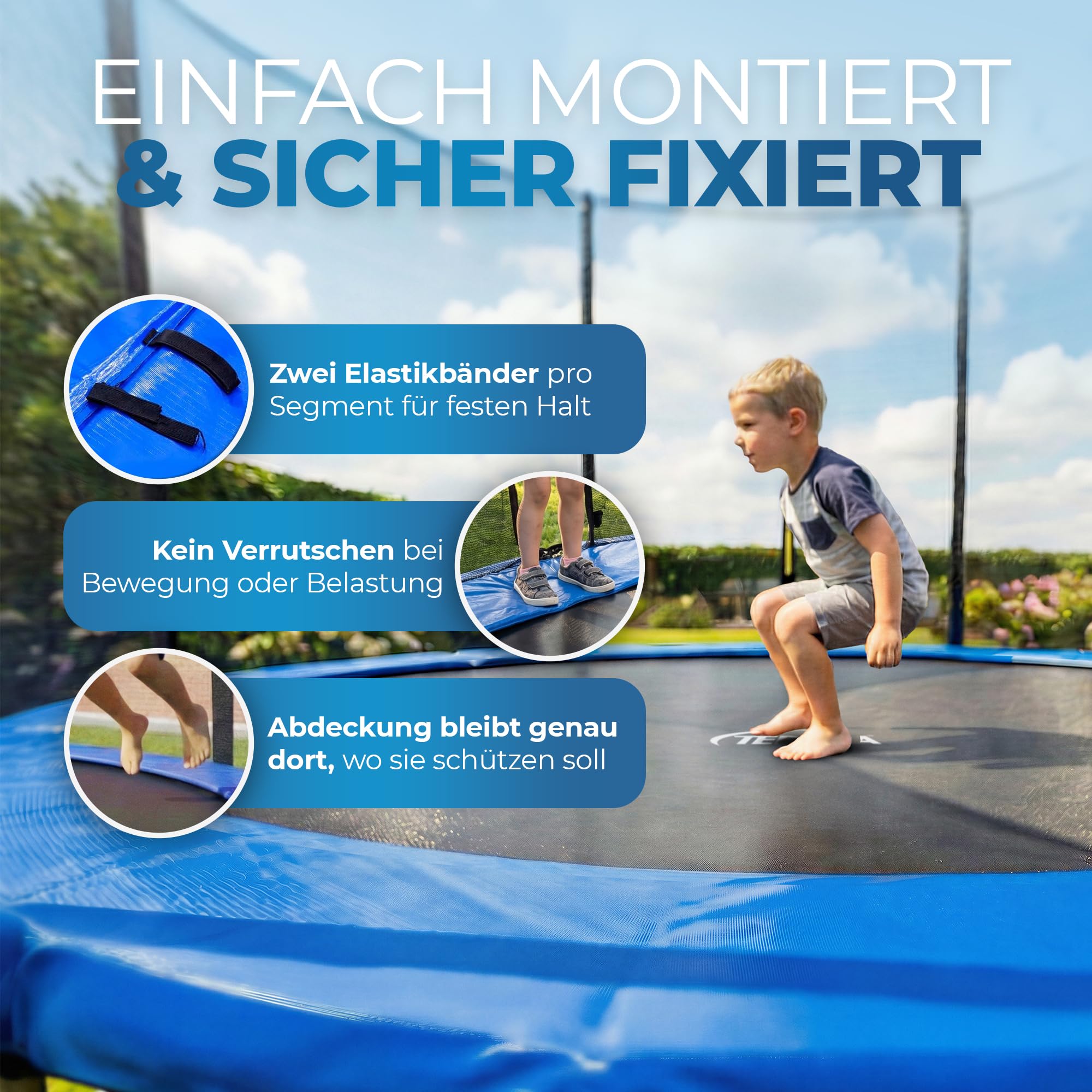 Trampolin Randabdeckung – Hochwertige Federabdeckung für Trampoline – Extra dick gepolstert – Trampolin Schutzrand UV-beständig – Umrandung Trampoline – Trampolinzubehör Ø 244 305 366 396 427 cm