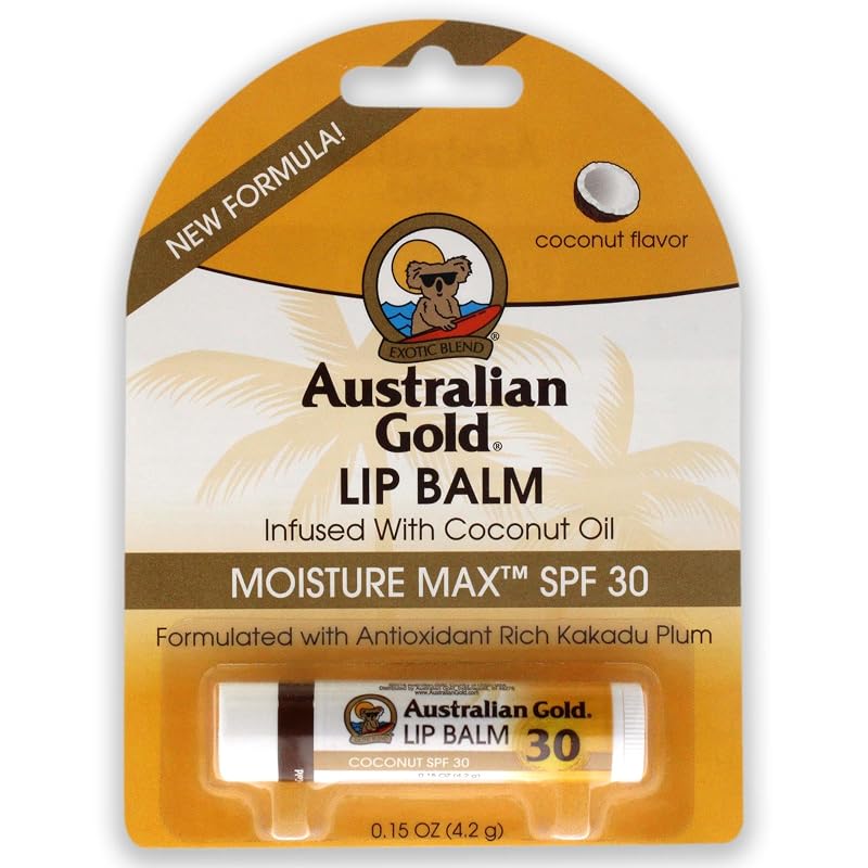 Bálsamo labial Australian Gold SPF 30 com sabor de coco, 4,3 g