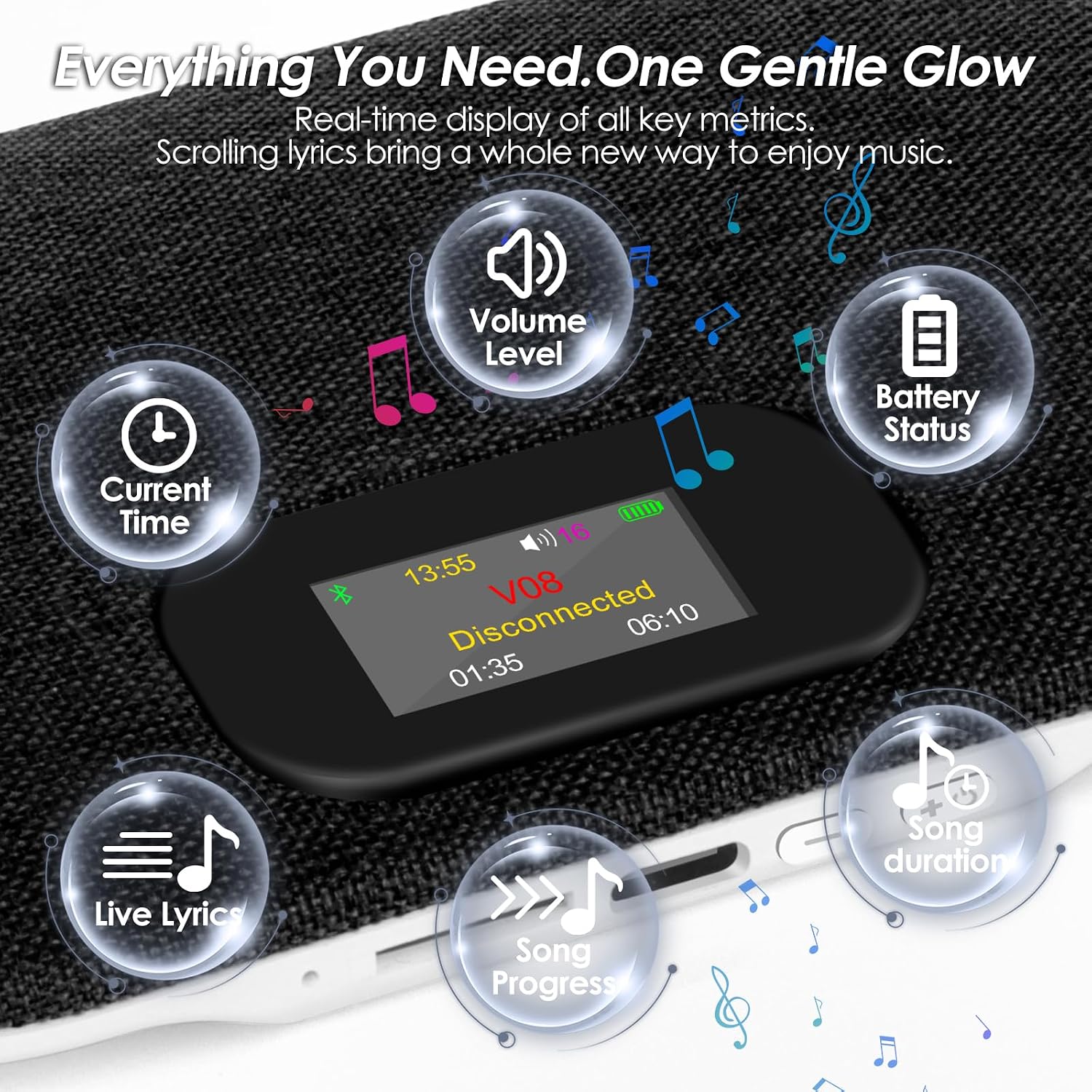 Bluetooth Pillow Speaker with LED Display, Dual Bone Conduction, Black 6 812BbBeCfZL. AC SL1500