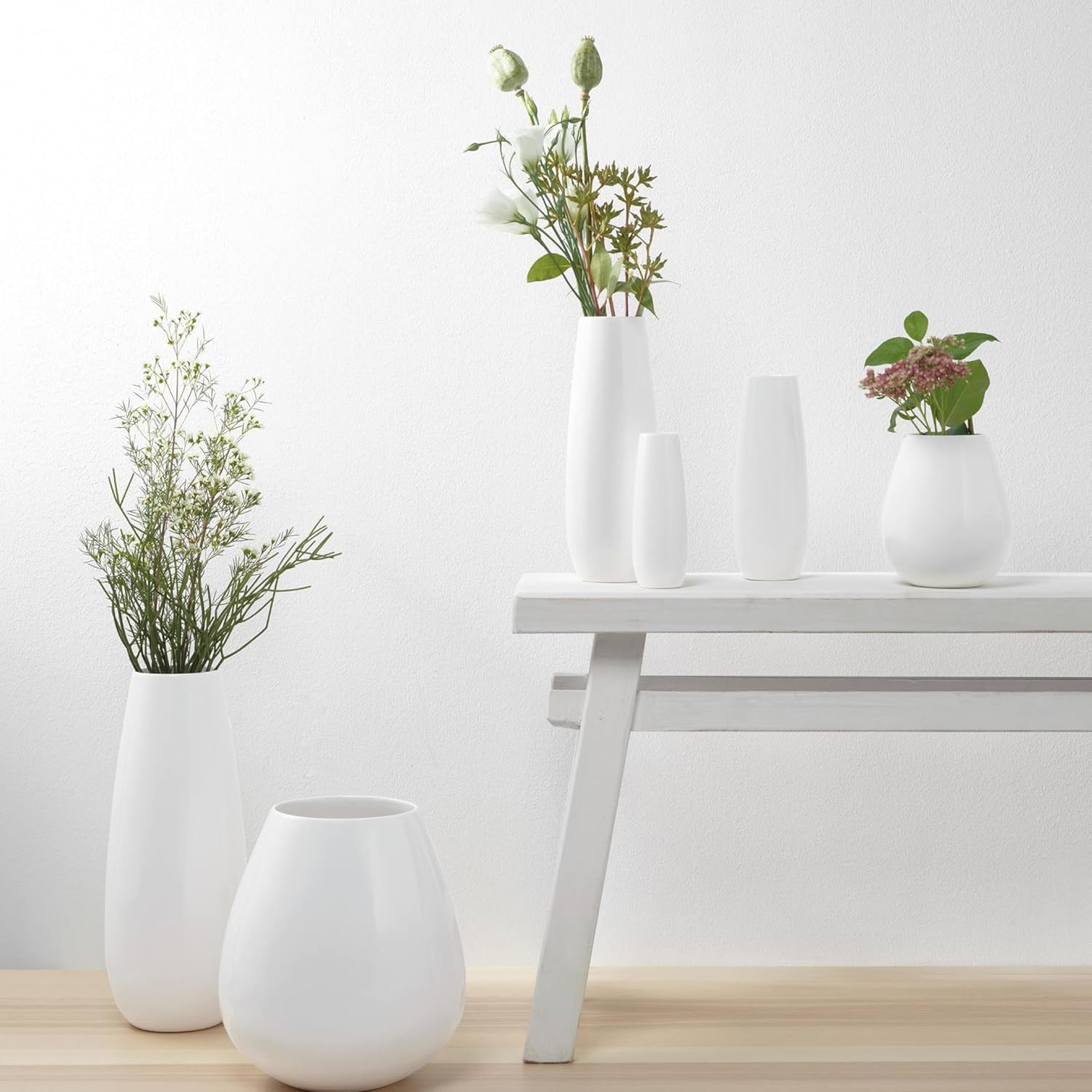 ASA Vase, Ceramic, White, 20x20x46 cm