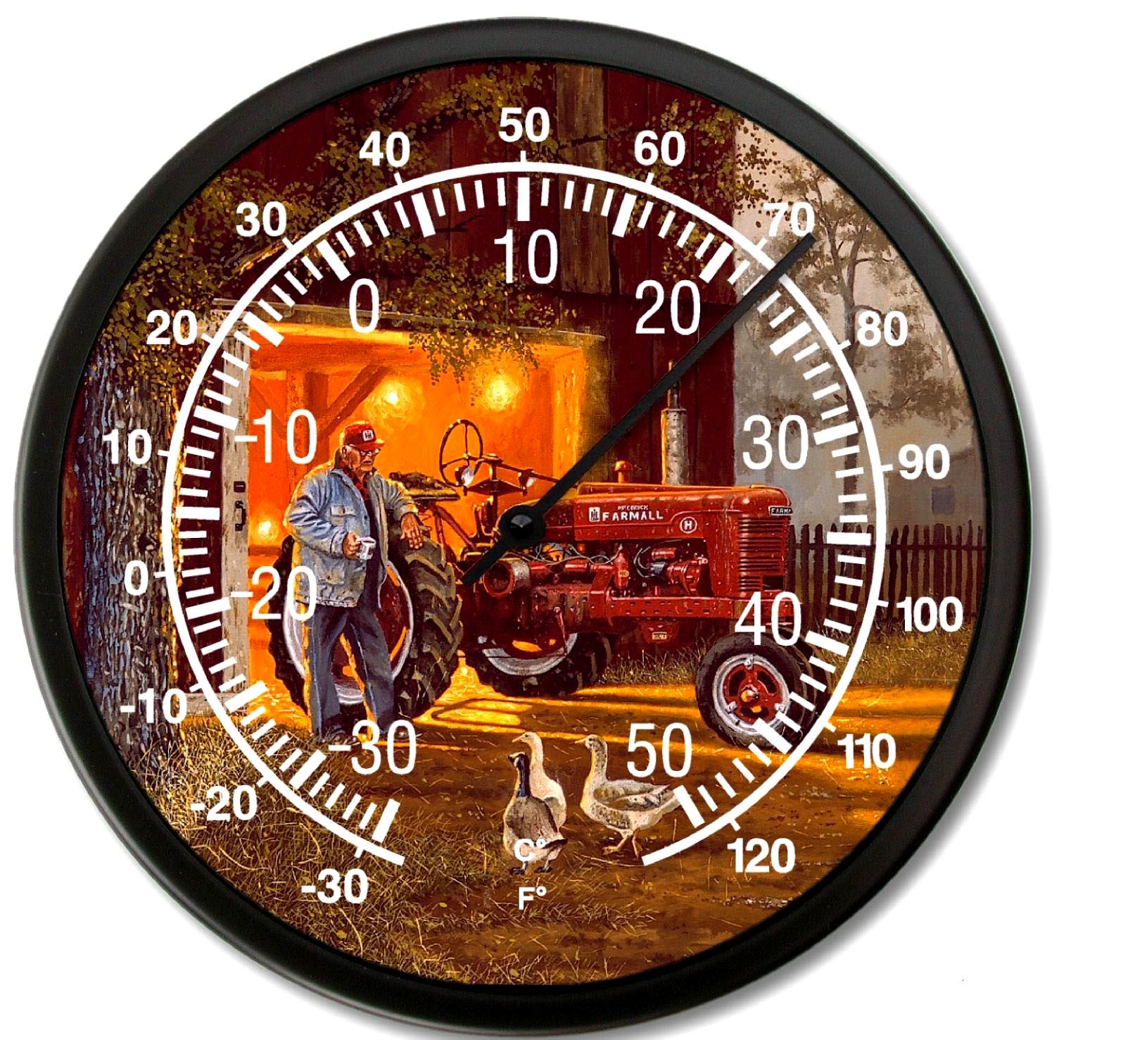 New Dave Barnhouse Common Ground Farmall H Tractor 10" Round Thermometer