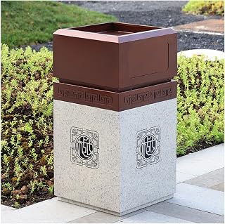 40L/10.6 Gallon Outdoor Trash Can Trash Bin with Lid Outside Residential Commercial Metal Waste Basket Stainless Steel Garbage Can for Backyard Deck Patio Yard Garden Park Villa