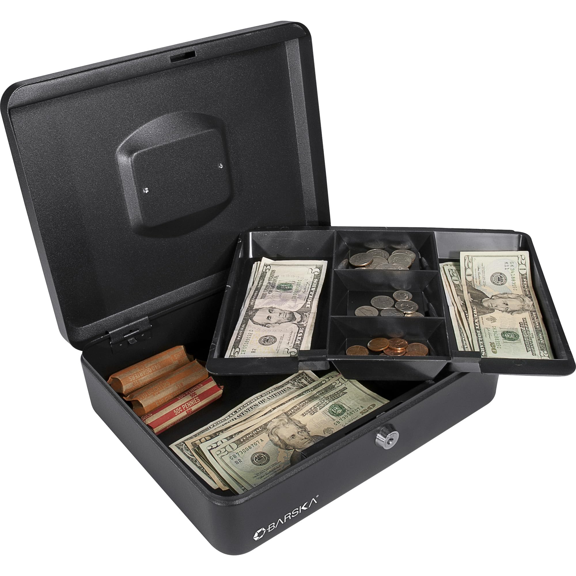 BARSKA 12-Inch Cash Box with Key Lock , Black
