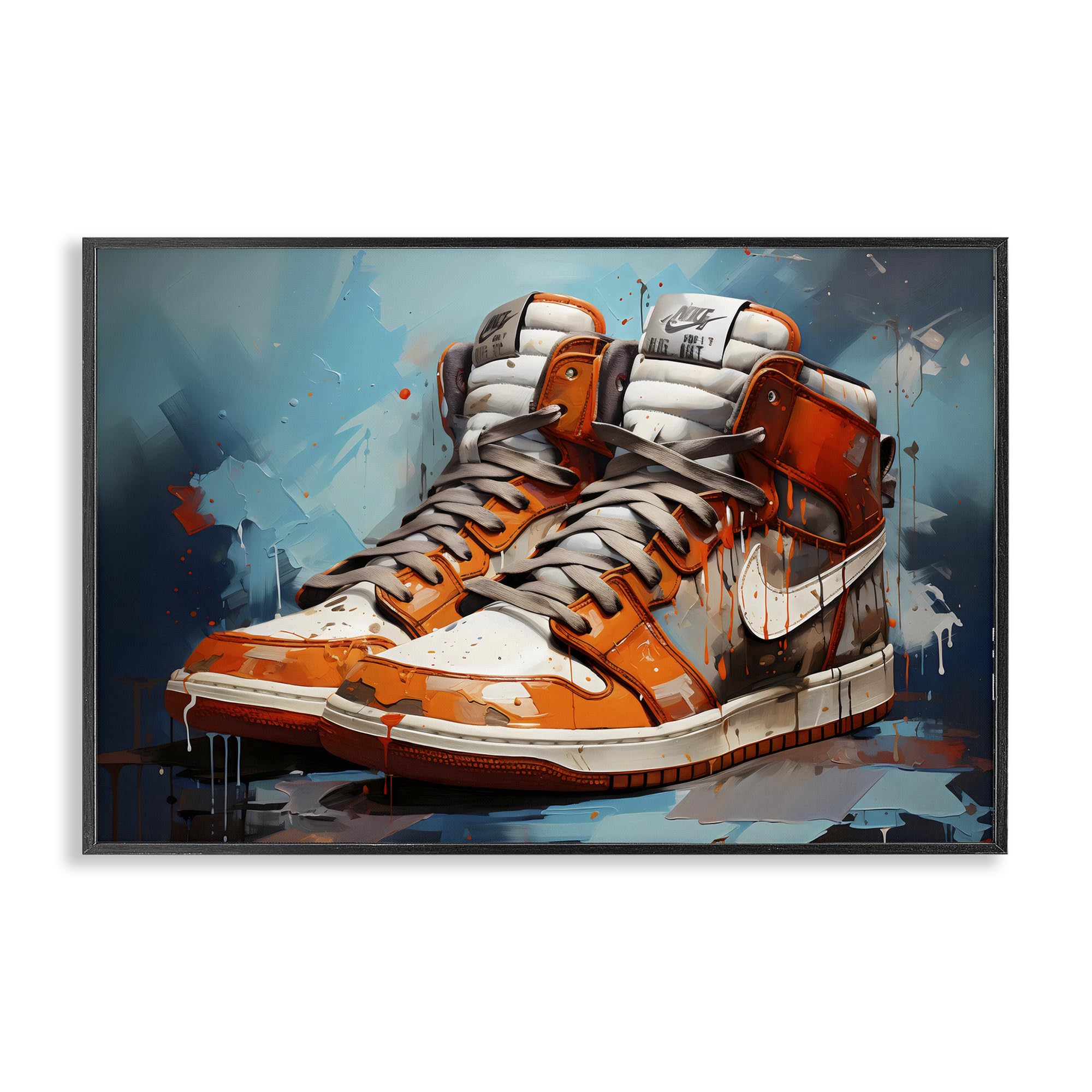 Red & White Sneakers Splash giclée haut de gamme encadrée Stupell