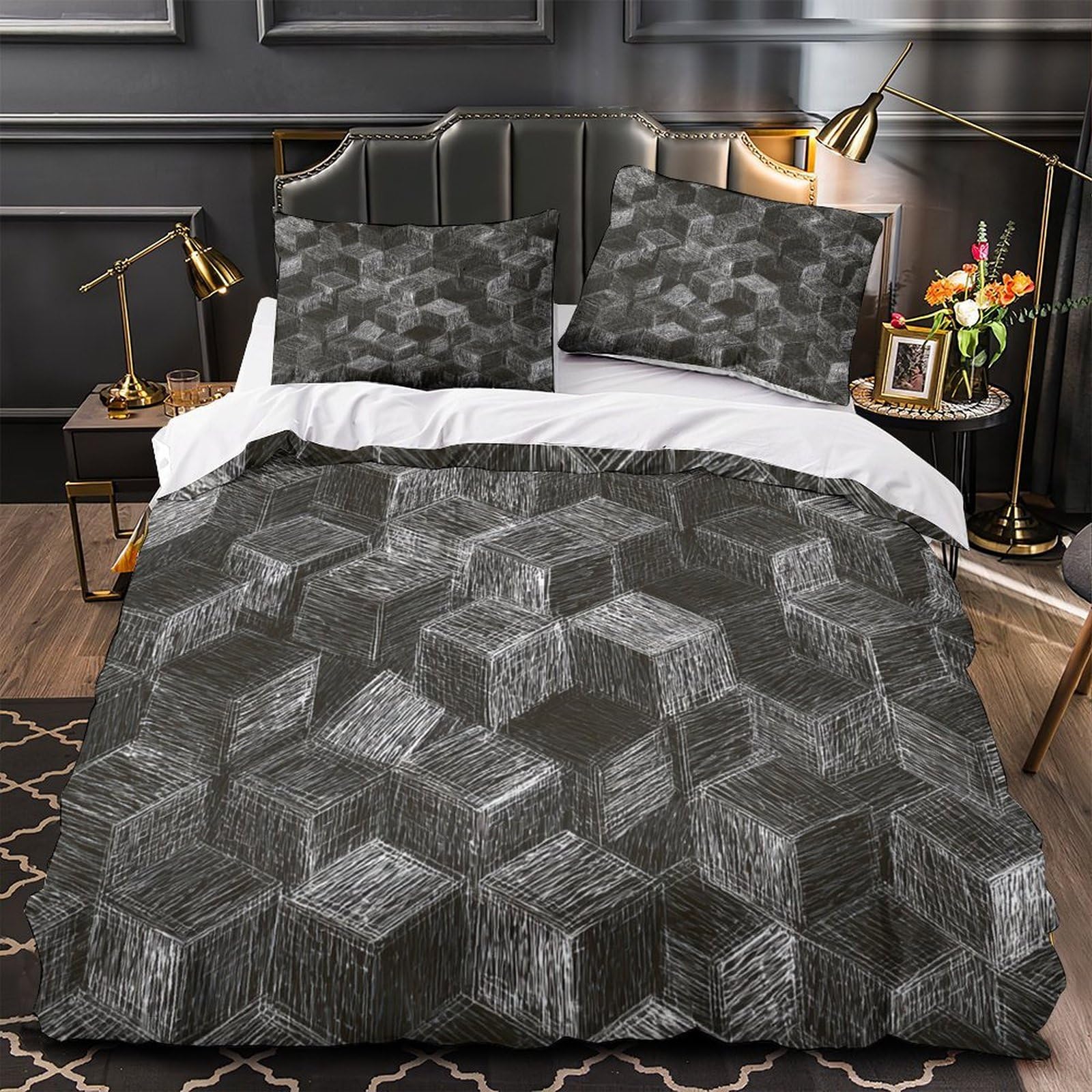 Parure de lit imprimé en 3D bleu pour chambre garçons et adolescents