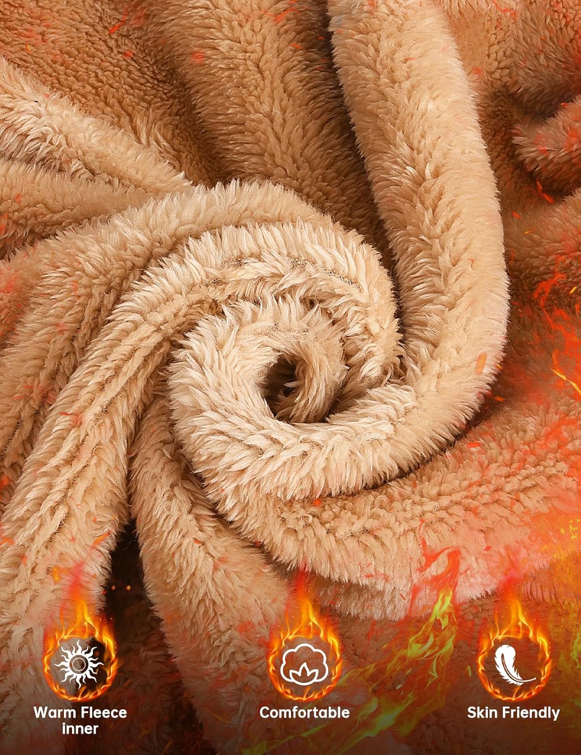 Men's Fleece Hoodie Winter Zip Up Sweatshirt Sherpa Lined Jacket Heavyweight Hoodies Pullover Warm Coat Hooded - Image 7