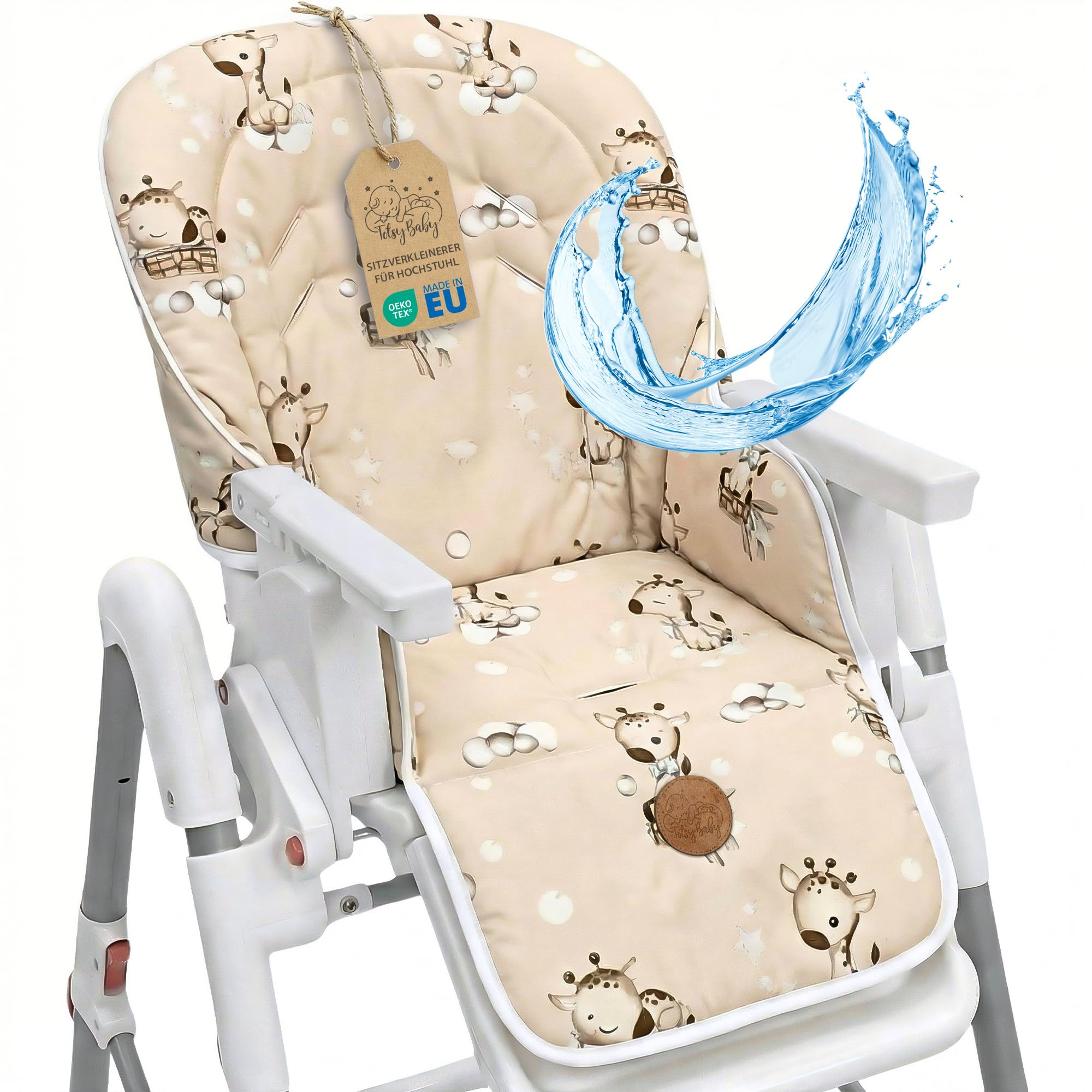 Copri seggiolone pappa universale - copriseggiolone bambino e bambina cuscino imbottitura riduttore per sedia con un rivestimento impermeabile stabile certificato Oeko-Tex Giraffe