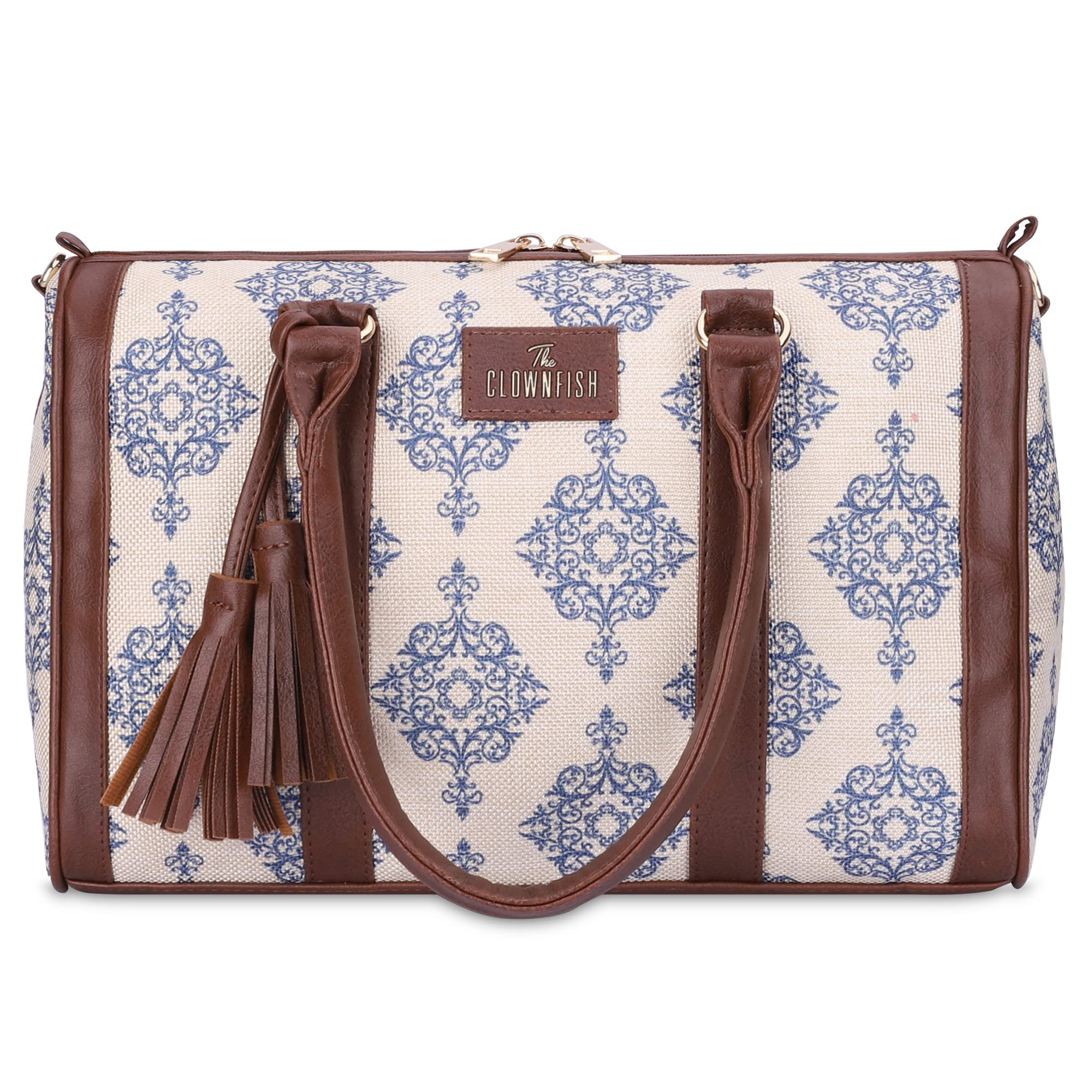 The Clownfish Lorna Printed Handicraft Fabric Handbag for Women Office Bag Ladies Shoulder Bag Tote for Women College Girls (Off White) (B09PRKRCB3) Amazon Price History, Amazon Price Tracker