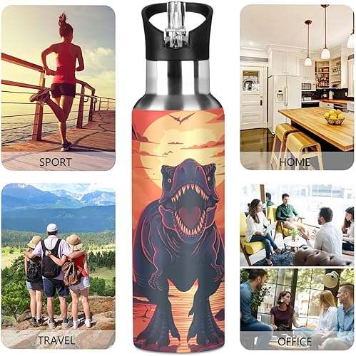 Vista 198 de Botella de agua amarilla para niños y niños, con aislamiento de acero inoxidable, para agua fría y caliente, con tapa con pajilla, para deportes