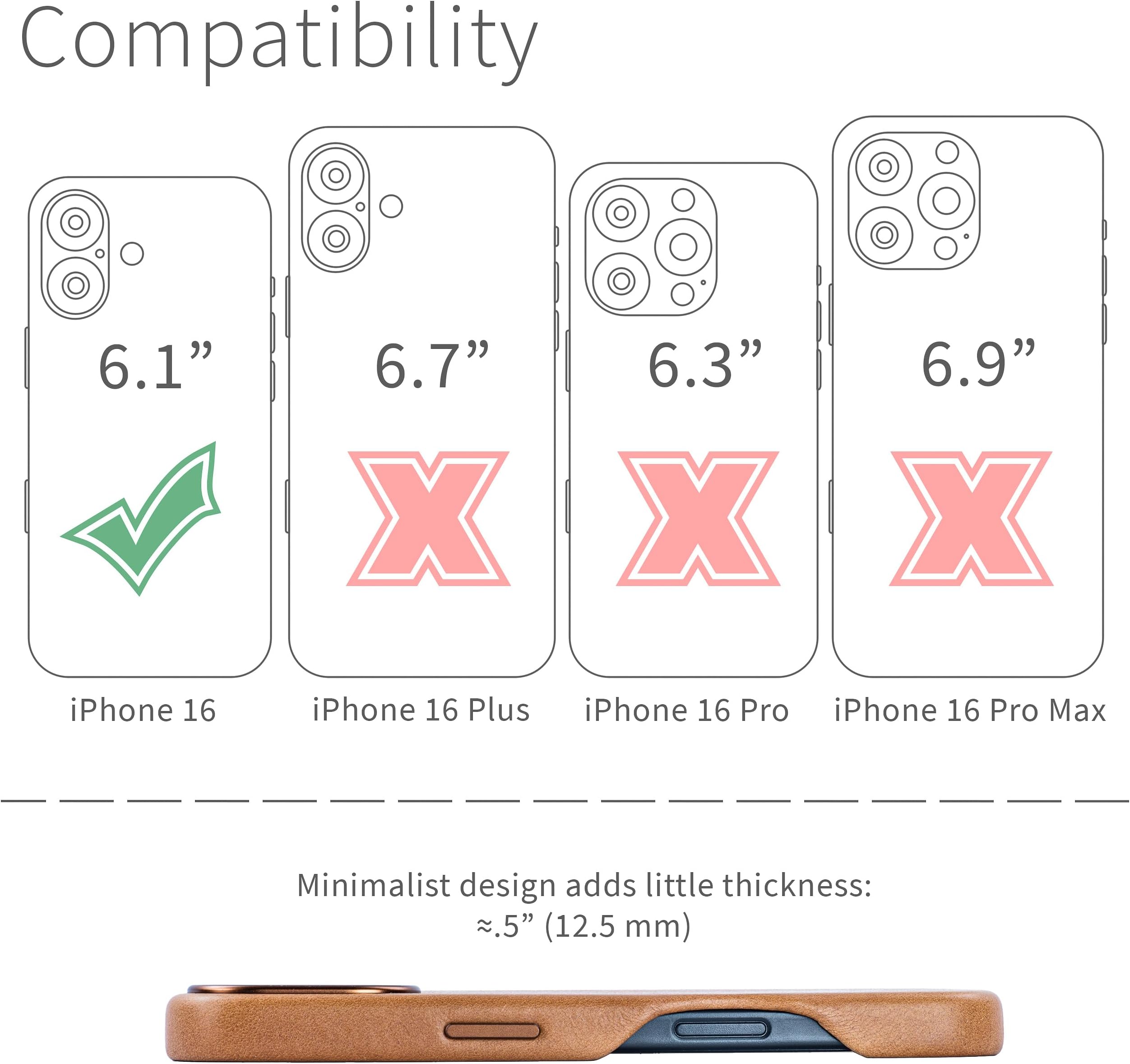 Dockem Genuine Leather Case V2 for iPhone 16 with Full Camera Control Cutout, Compatible with MagSafe (MSGL, Light Brown)