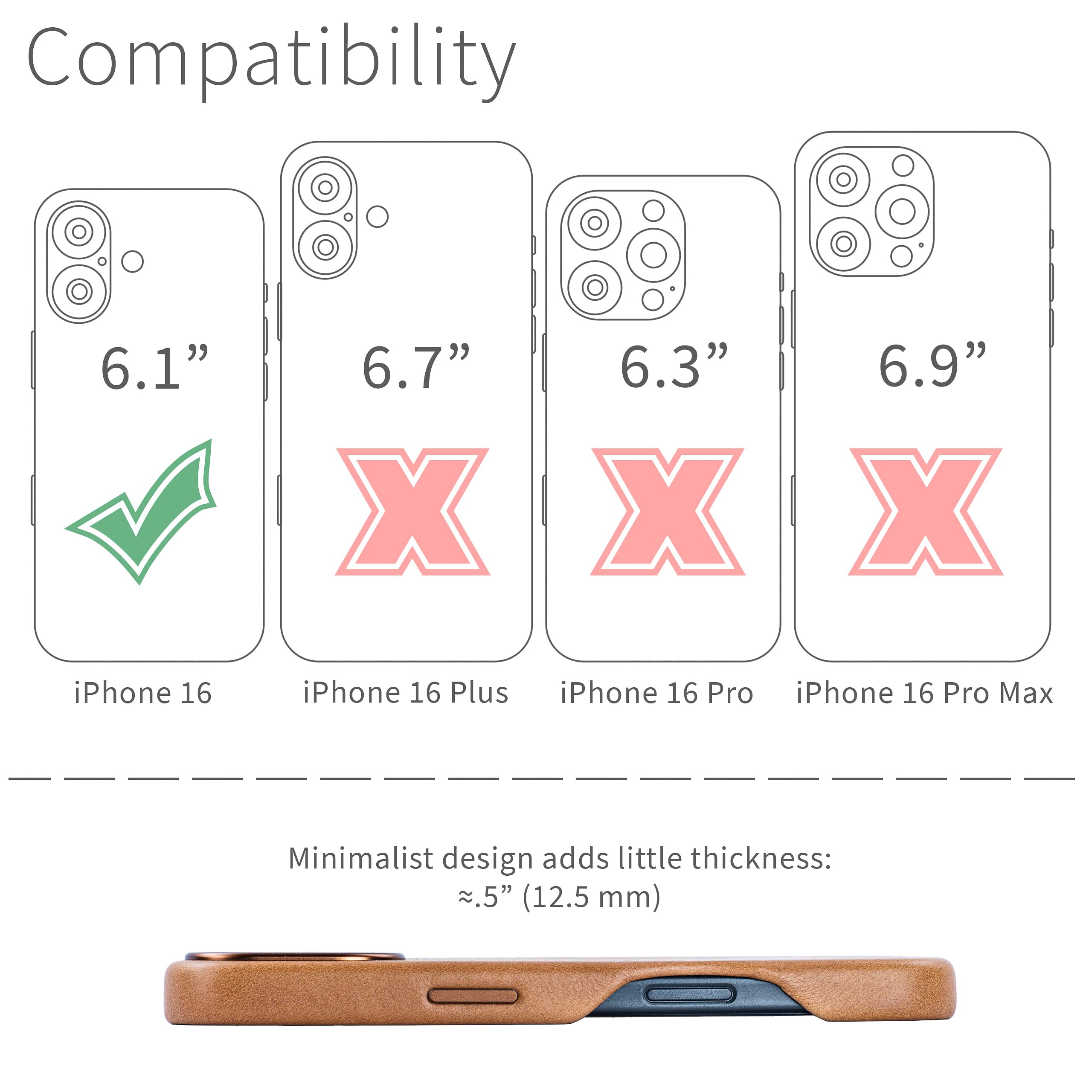 Dockem Genuine Leather Case V2 for iPhone 16 with Full Camera Control Cutout, Compatible with MagSafe (MSGL, Light Brown)