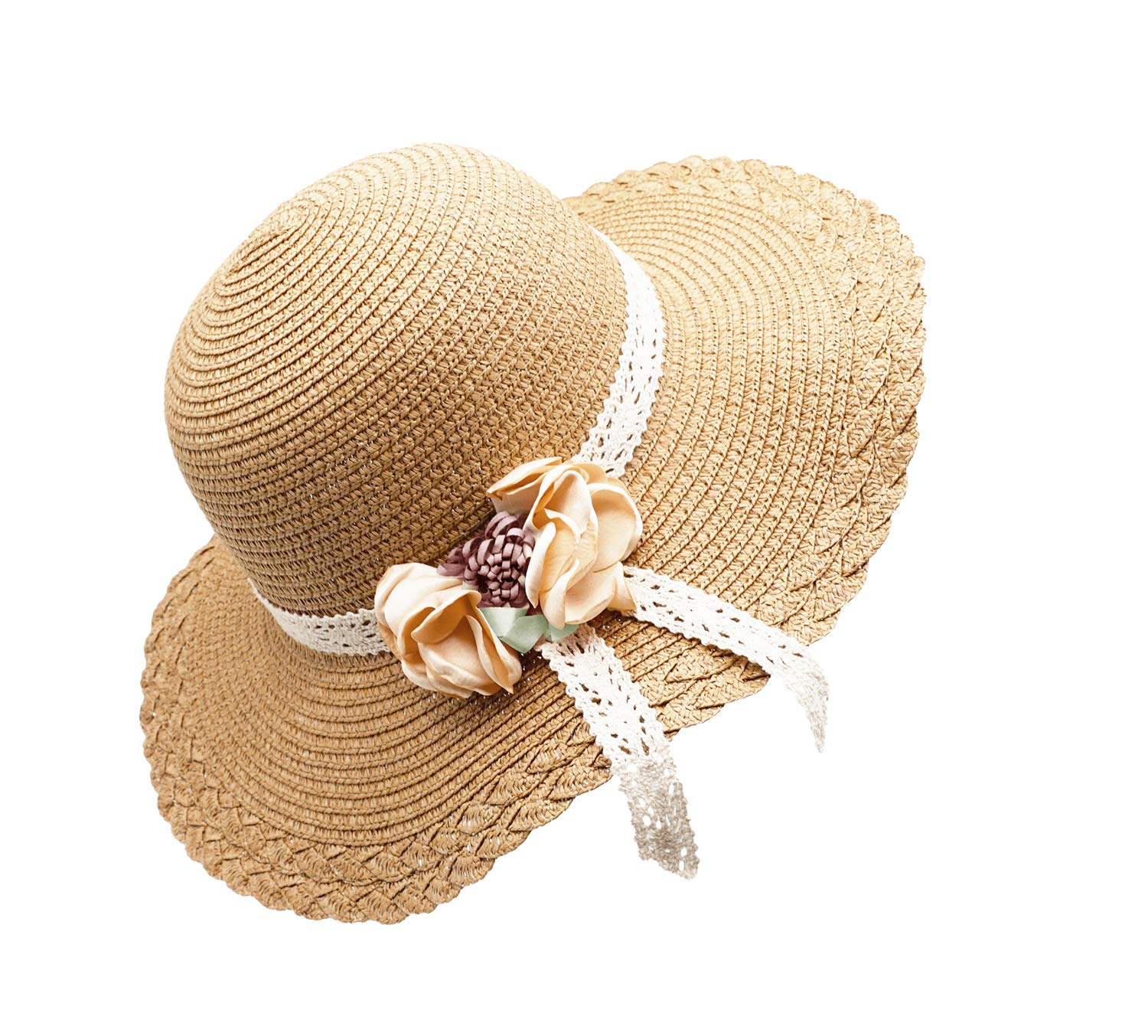 Bienvenu Kids Girls Summer Straw Hat Flower Beach Sun Protection Hats,Flower style_Khaki - Review, Price and Buying Guide